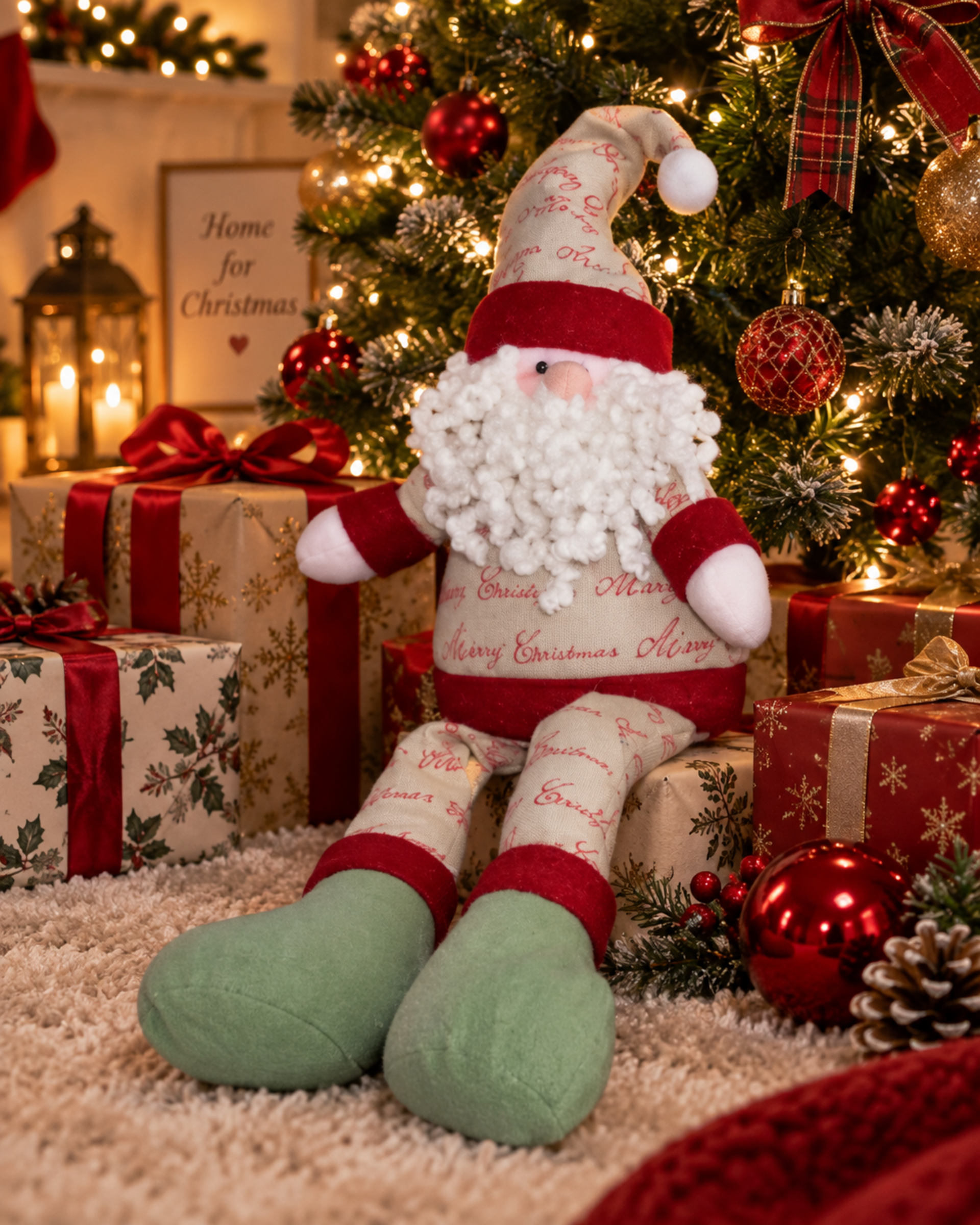 Babbo Natale Seduto H 50  - Sconti per Fioristi e Aziende - gambe lunghe