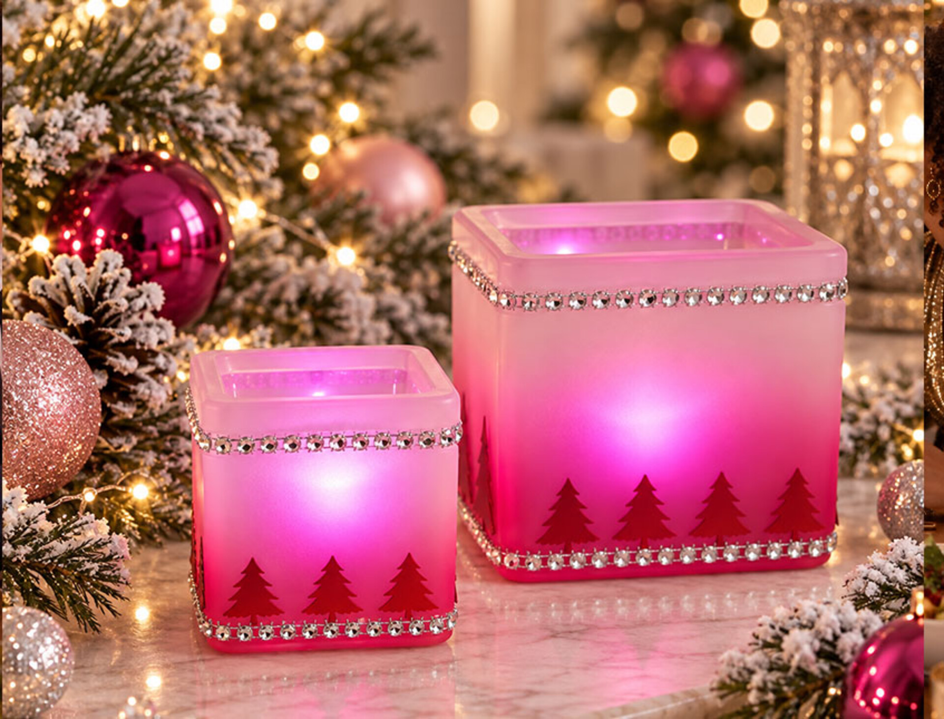 Cubetto vetro satinato fuxia - Sconti per Fioristi e Aziende - Decorato in due misure