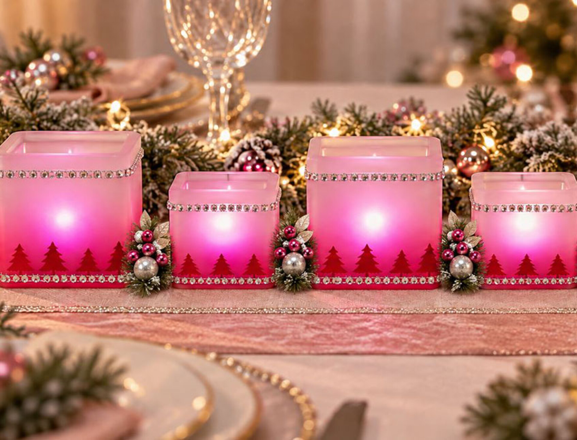 Cubetto vetro satinato fuxia - Sconti per Fioristi e Aziende - Decorato in due misure