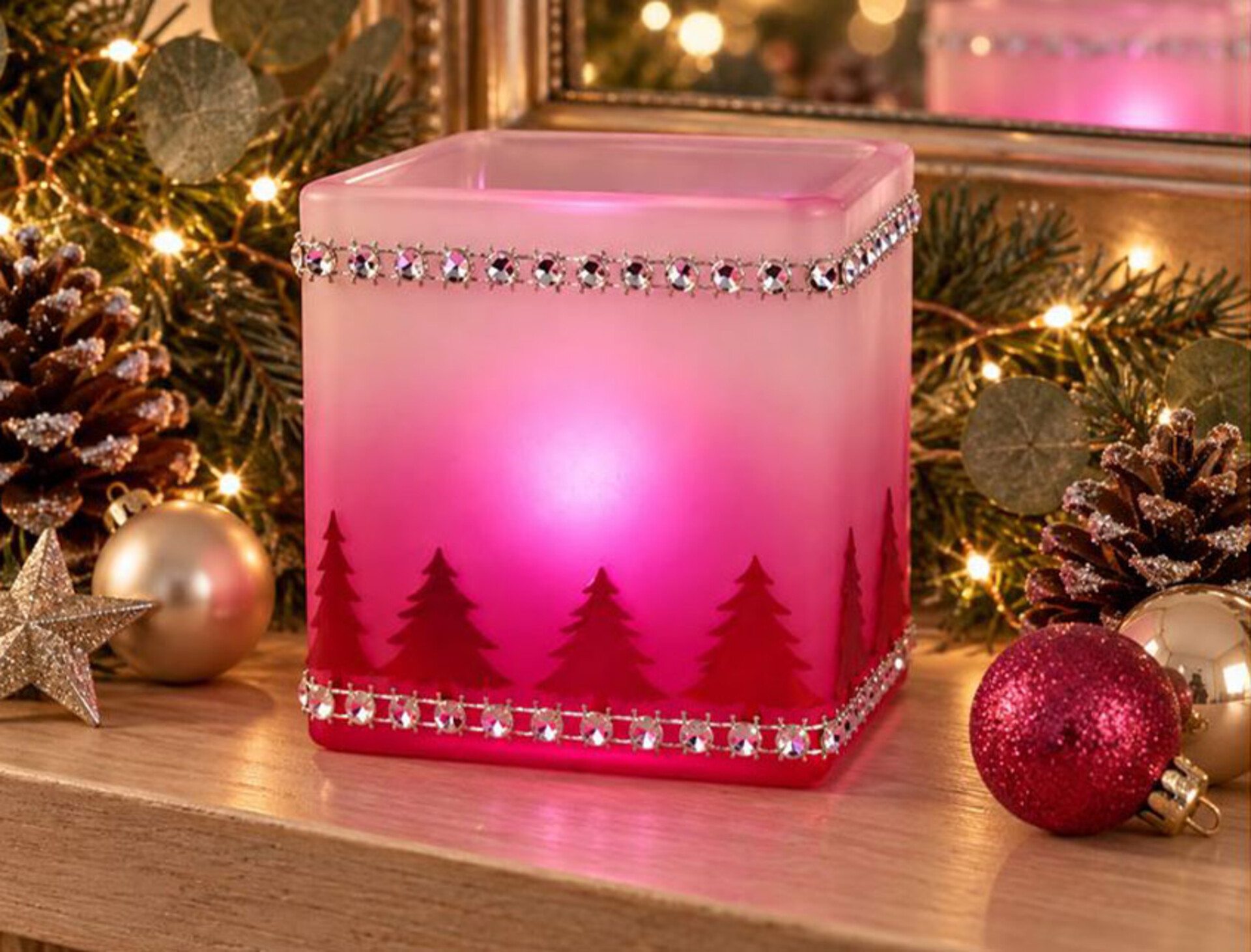 Cubetto vetro satinato fuxia - Sconti per Fioristi e Aziende - Decorato in due misure