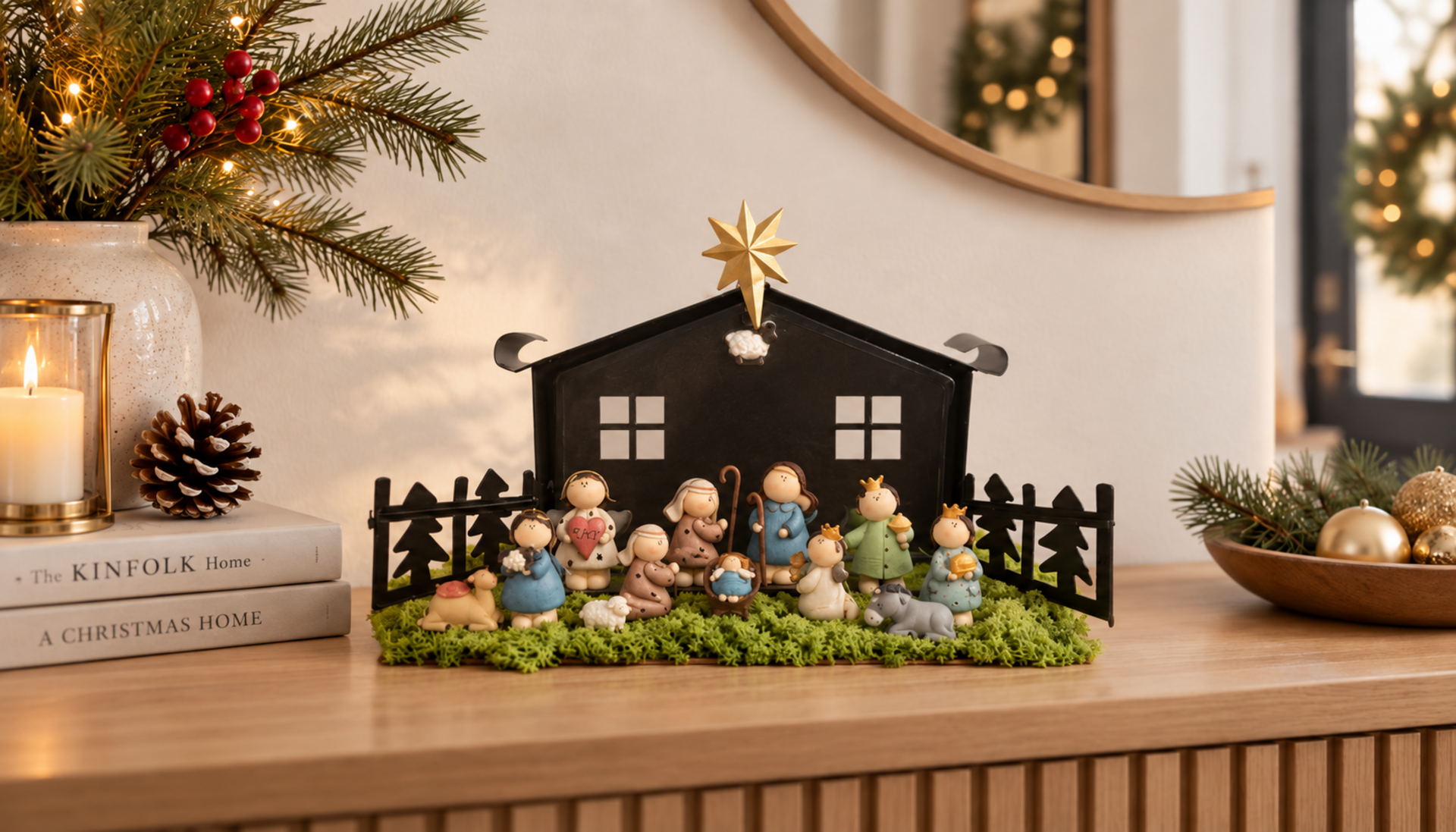 Presepe con 11 soggetti  - Sconti per Fioristi e Aziende - Con capanna metal