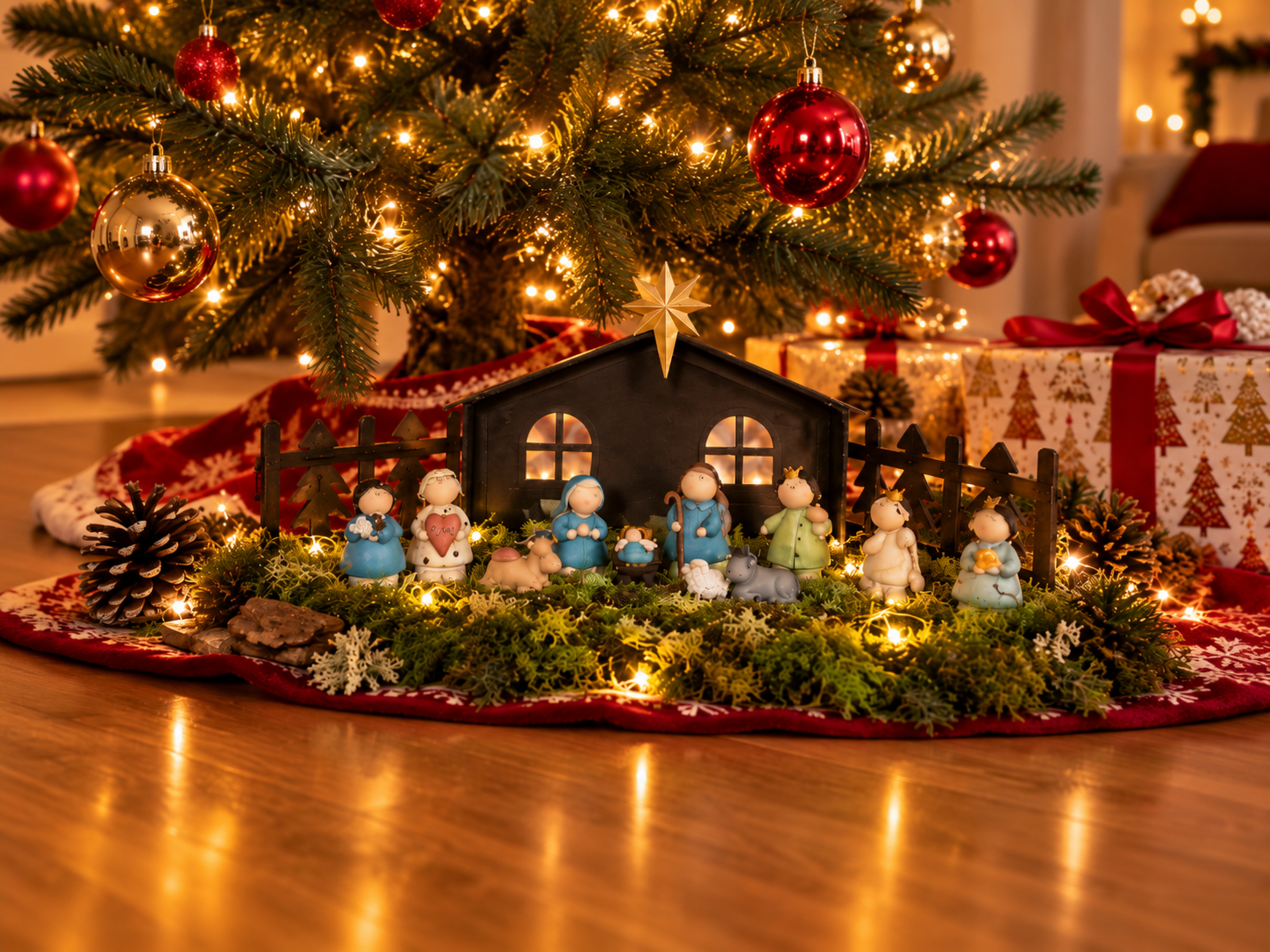 Presepe con 11 soggetti  - Sconti per Fioristi e Aziende - Con capanna metal