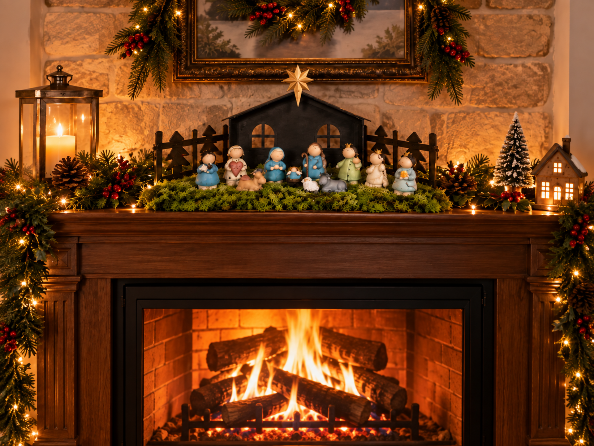 Presepe con 11 soggetti  - Sconti per Fioristi e Aziende - Con capanna metal