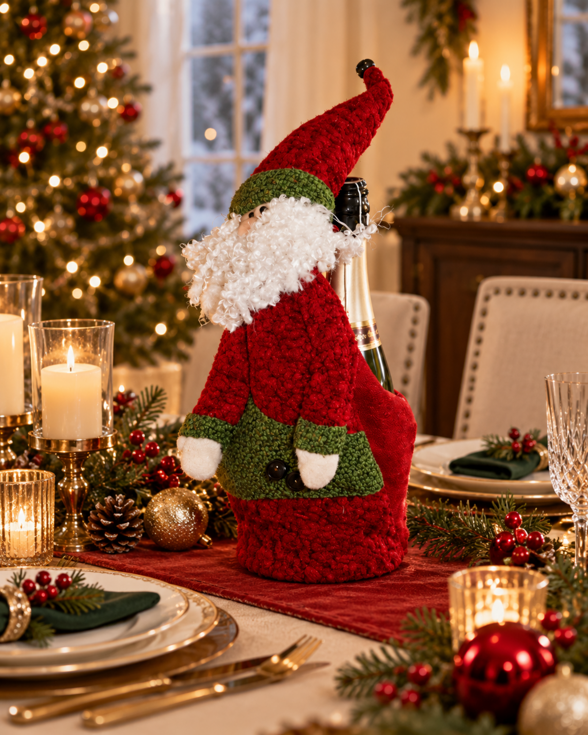 Babbo Natale a sacco H 43 - Sconto per Fioristi e Aziende - Portabottiglia con cerniera
