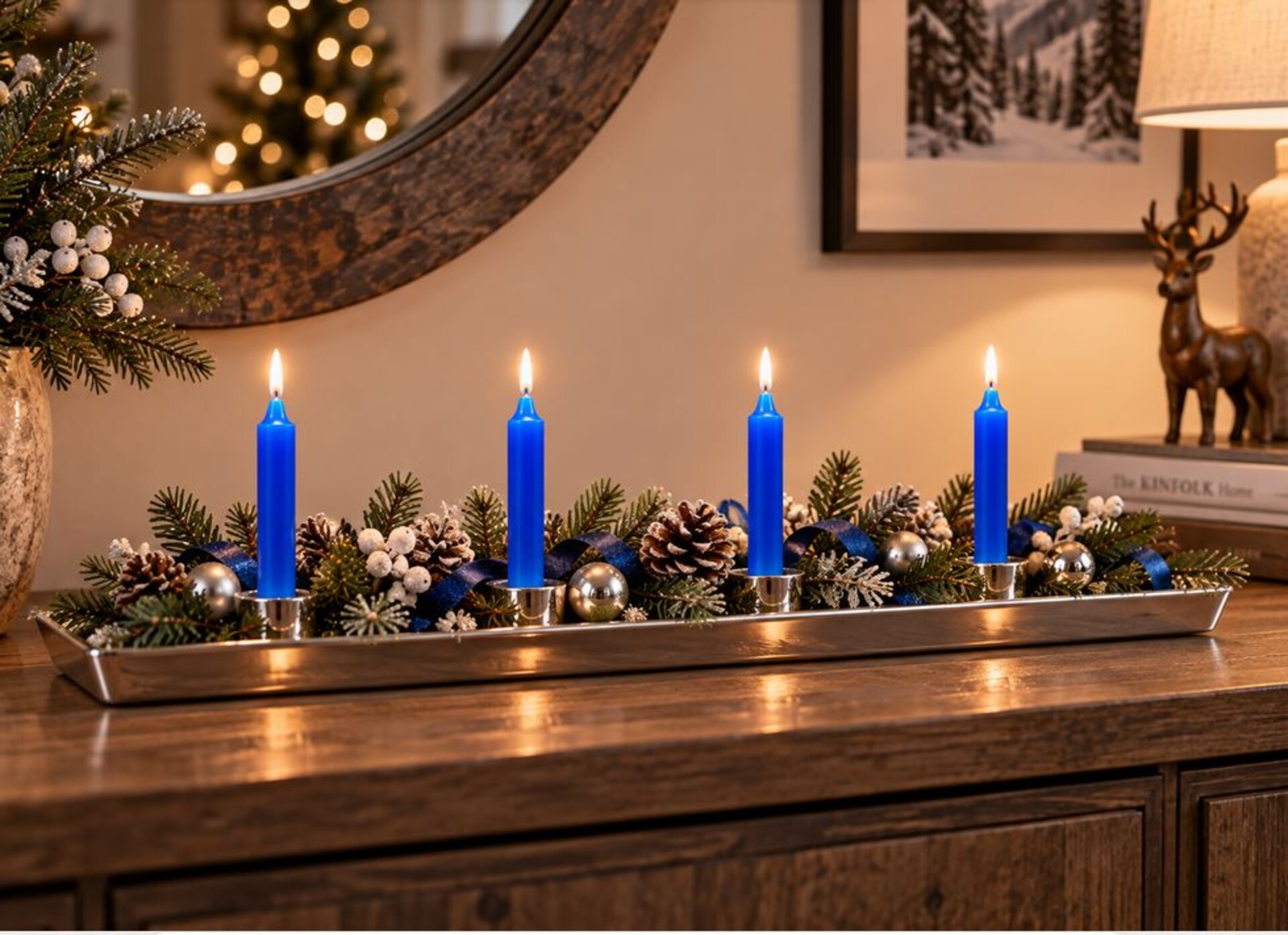 Candele x 4 Stearica H 9 - Sconti per Fioristi e Aziende - Candele Blu Royal dm. 1,5