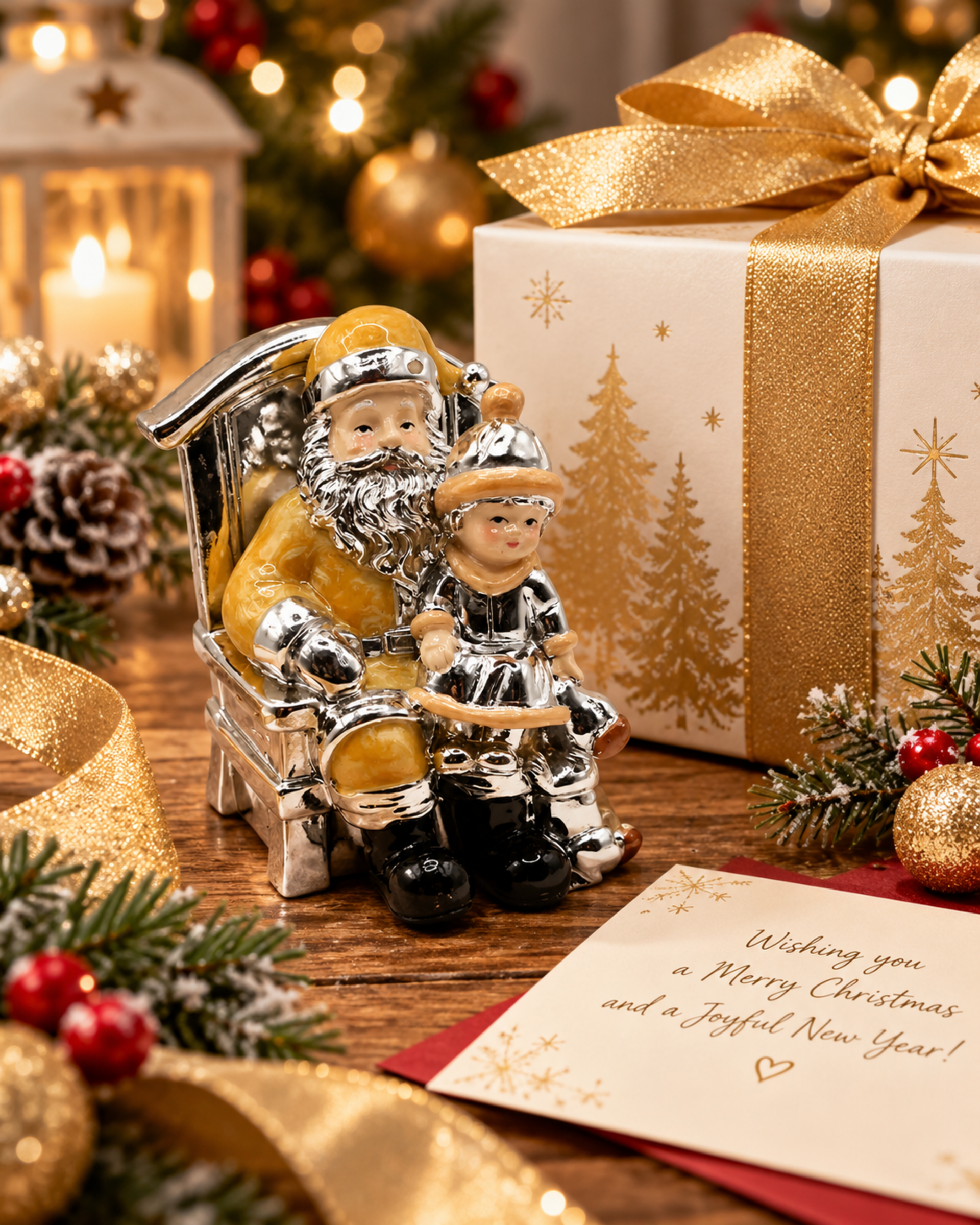 Babbo Natale H 10 poltrona - Sconti per Fioristi e Aziende - in Argento Laccato Oro