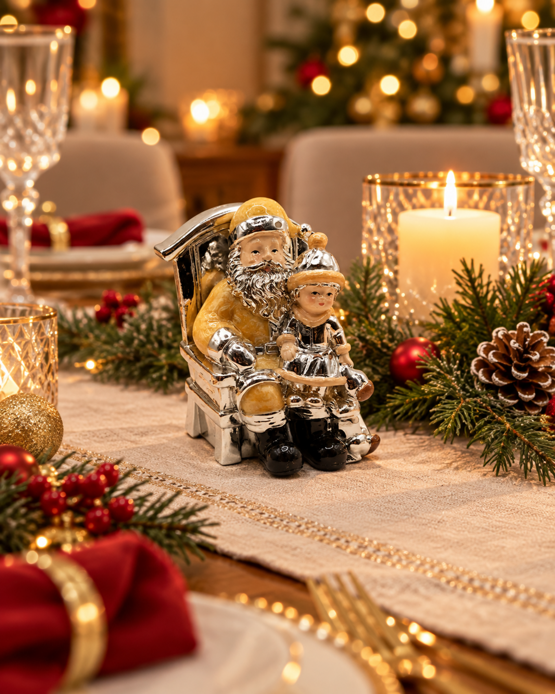 Babbo Natale H 10 poltrona - Sconti per Fioristi e Aziende - in Argento Laccato Oro