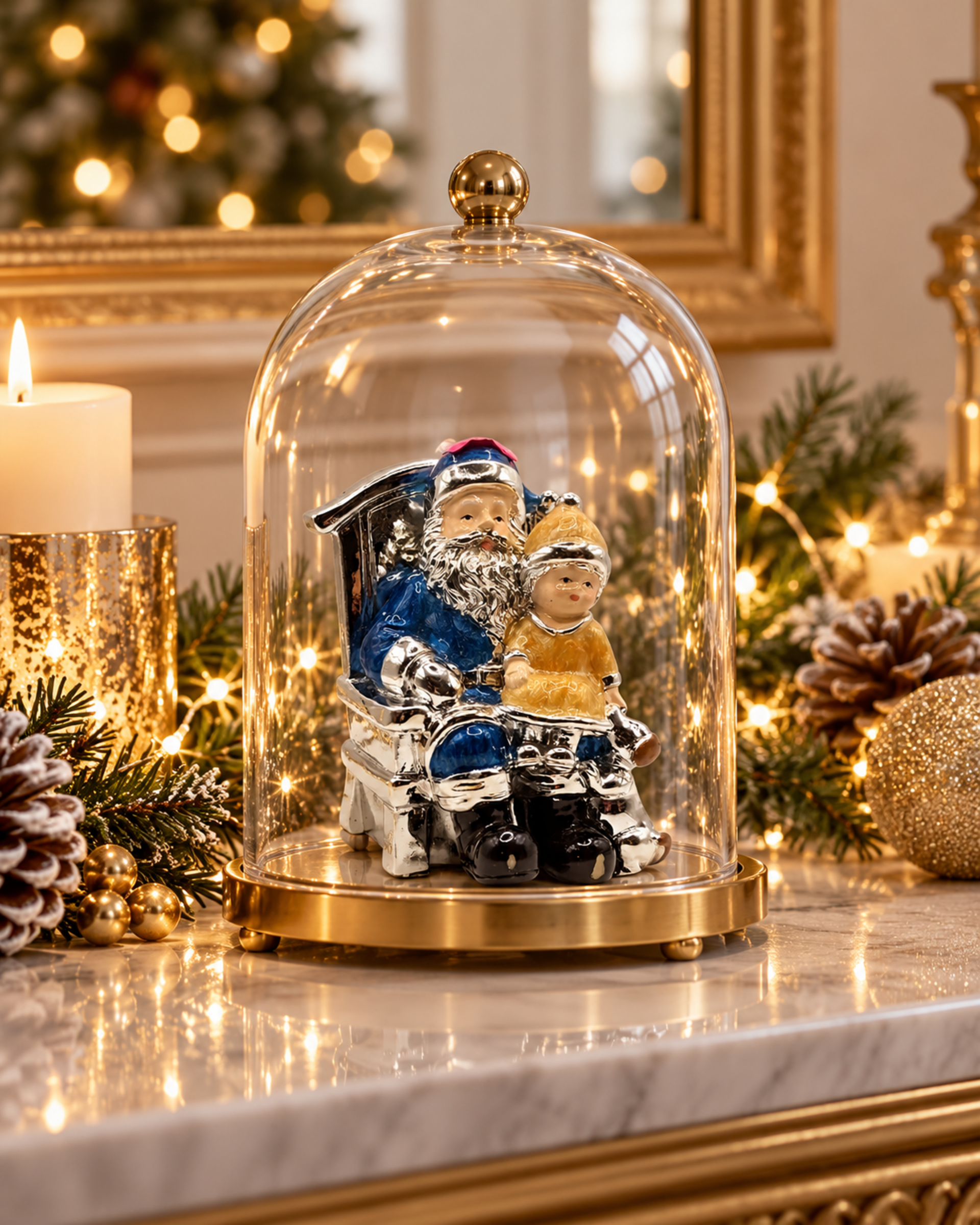 Babbo Natale H 10  poltrona - Sconti per Fioristi e Aziende - in Argento Laccato Blu
