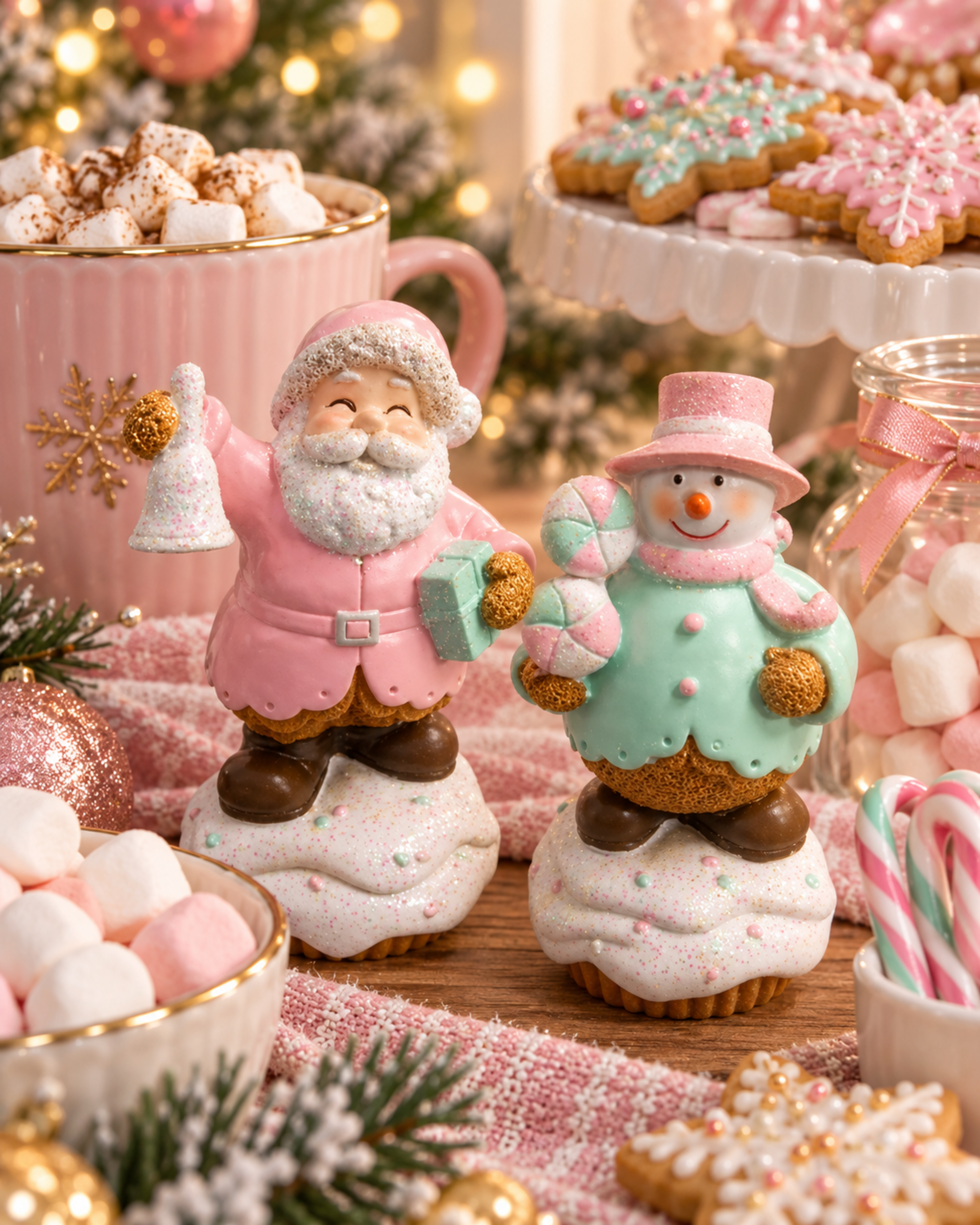 Babbo Natale e Pupazzo Neve  - Sconti per Fioristi e Aziende - H 9 in resina