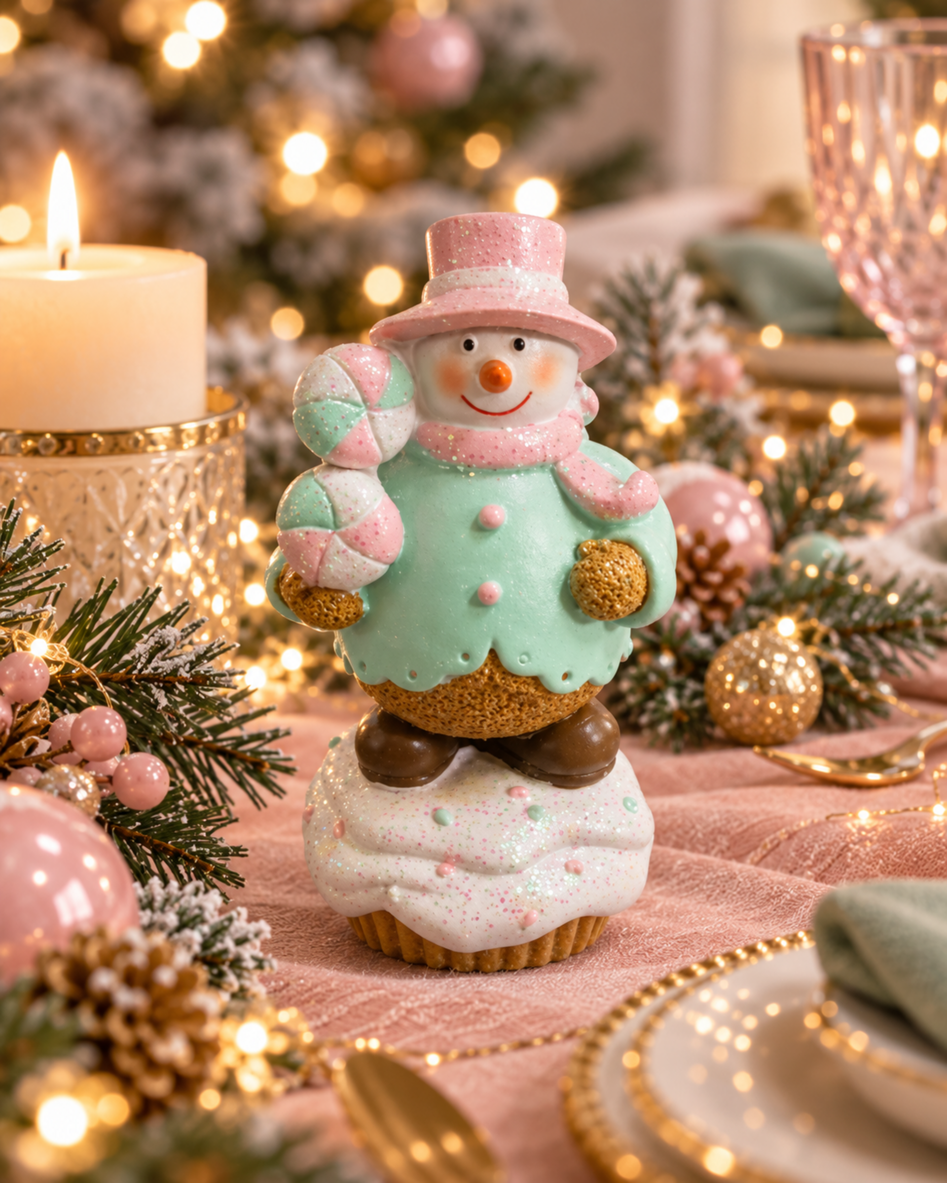 Babbo Natale e Pupazzo Neve  - Sconti per Fioristi e Aziende - H 9 in resina