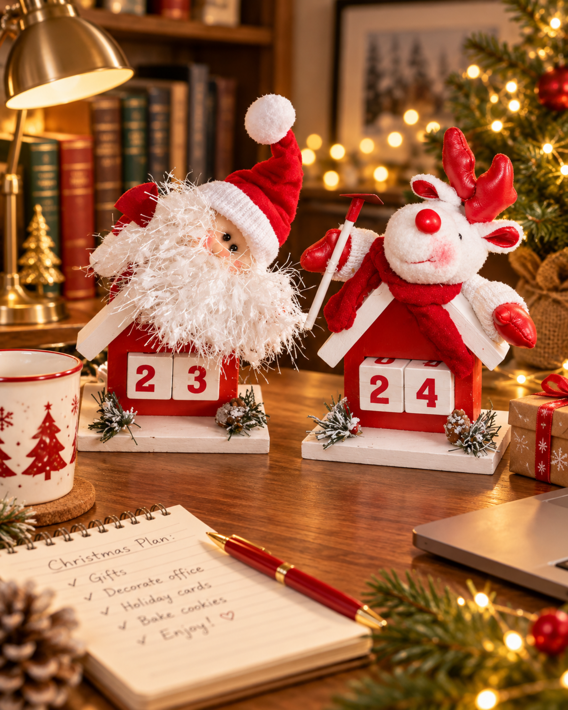Datario Babbo Natale e Renna - Sconti per Fioristi e Aziende - in legno