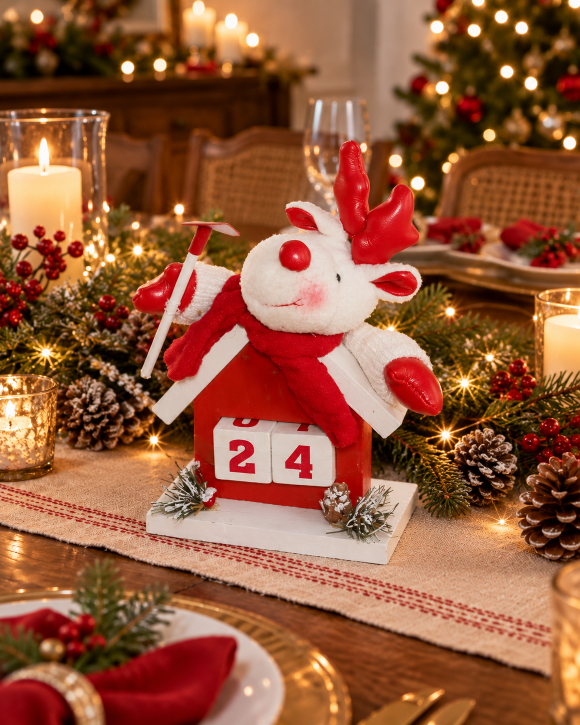 Datario Babbo Natale e Renna - Sconti per Fioristi e Aziende - in legno