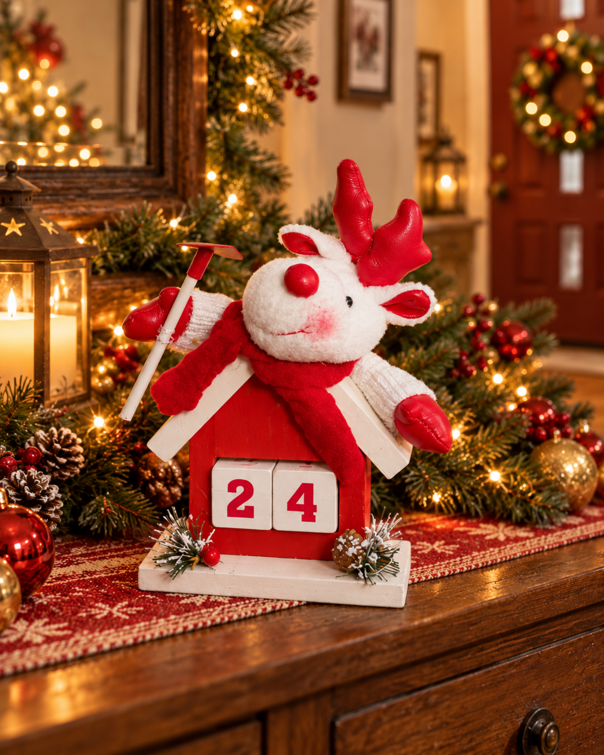 Datario Babbo Natale e Renna - Sconti per Fioristi e Aziende - in legno