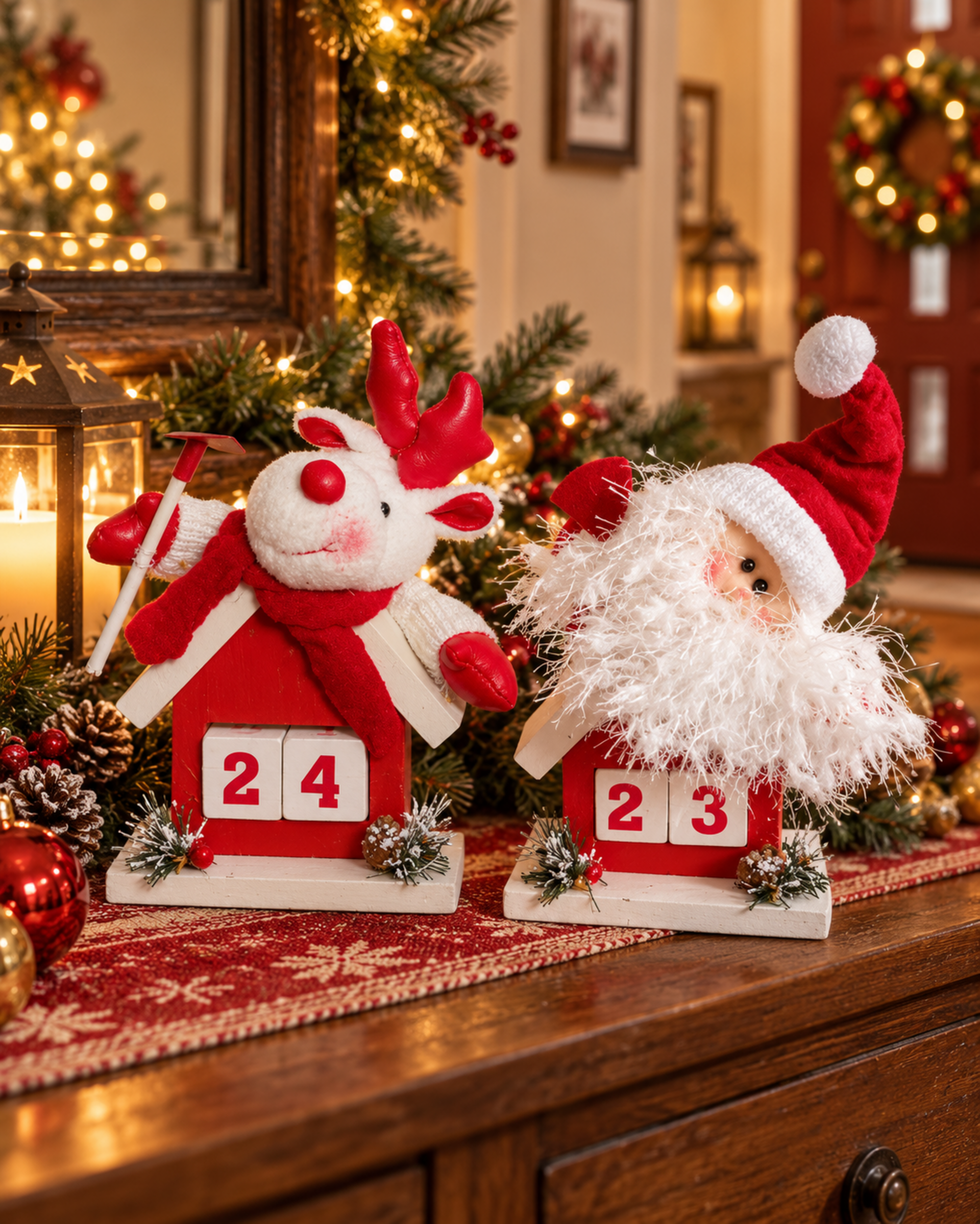 Datario Babbo Natale e Renna - Sconti per Fioristi e Aziende - in legno