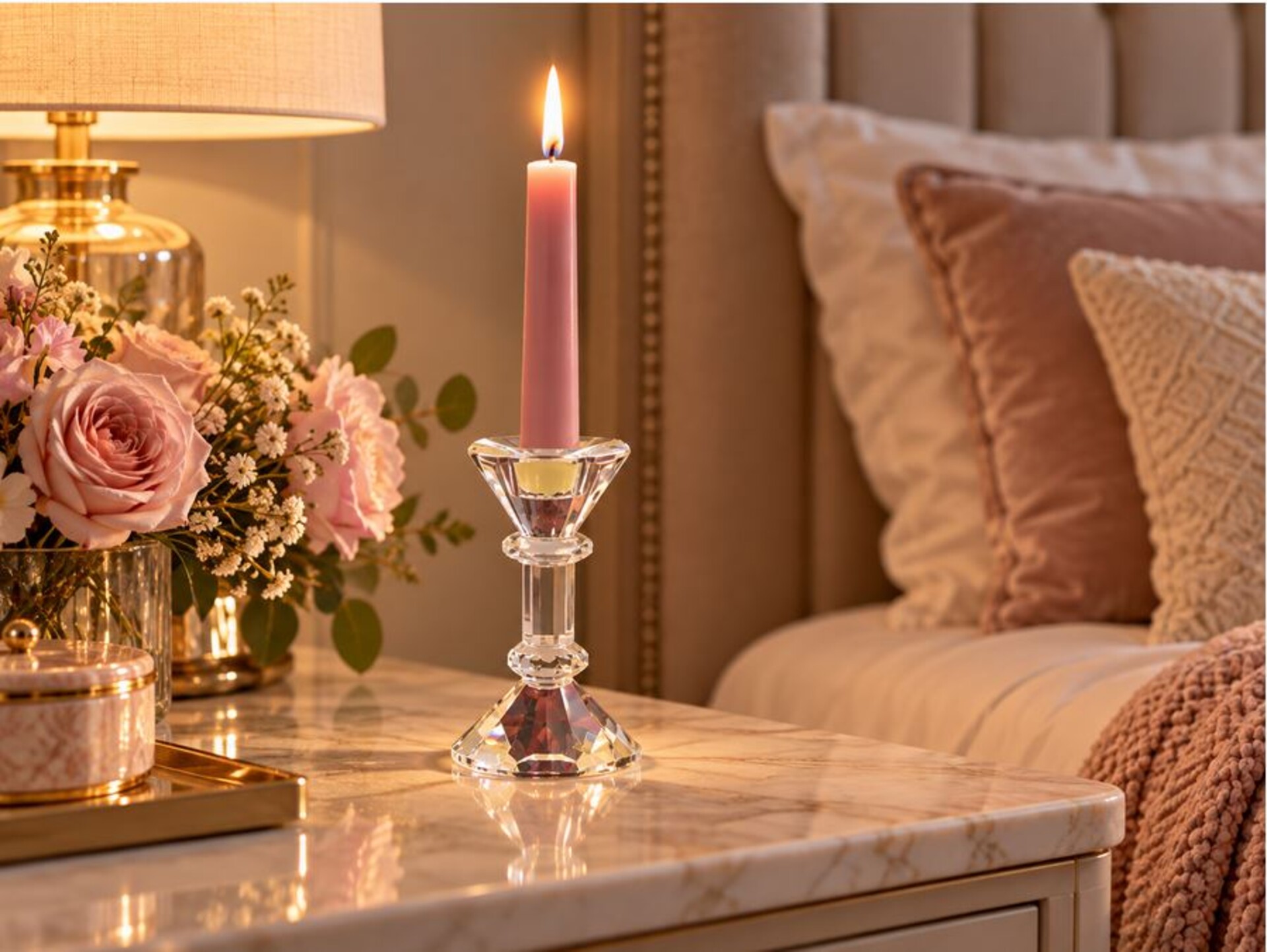 Candelabro in cristallo H 14 - Sconti per Fioristi e Aziende - Sfaccettato