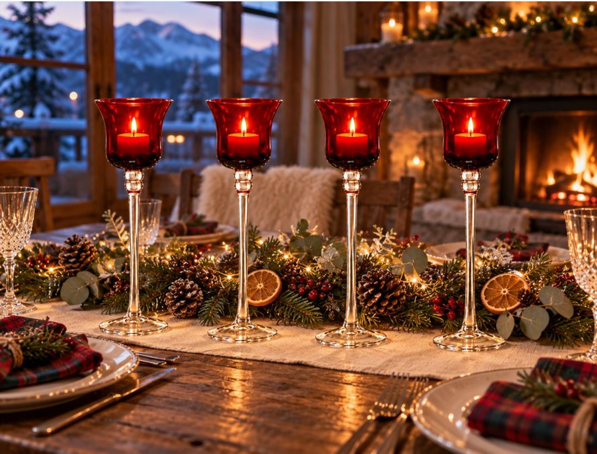 Candelabro in Vetro Rosso H 30 - Sconti per Fioristi e Aziende - mod. Julio