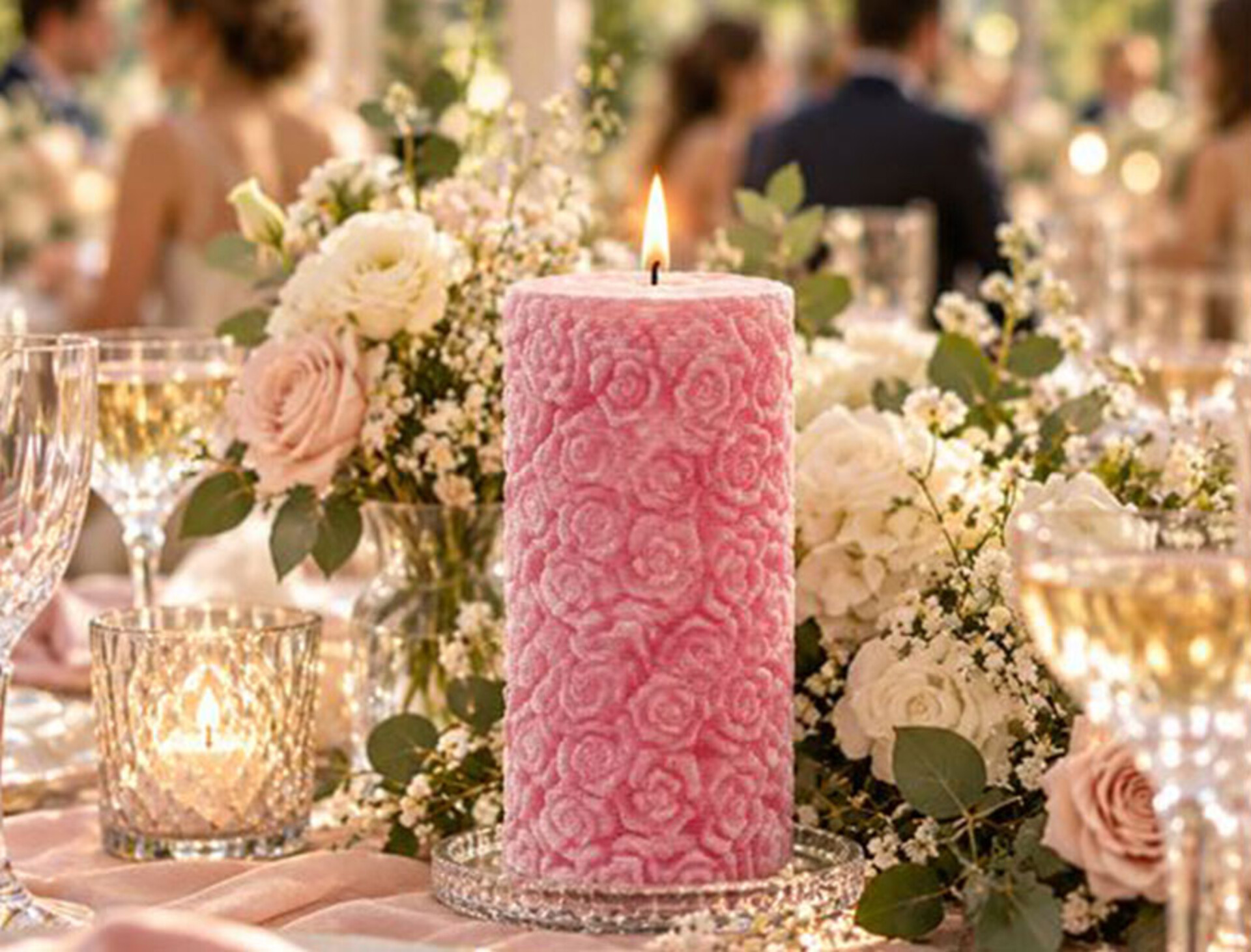 Moccolo Rose a rilievo H 12 - Sconti per Fioristi e Aziende - Con rose scolpite