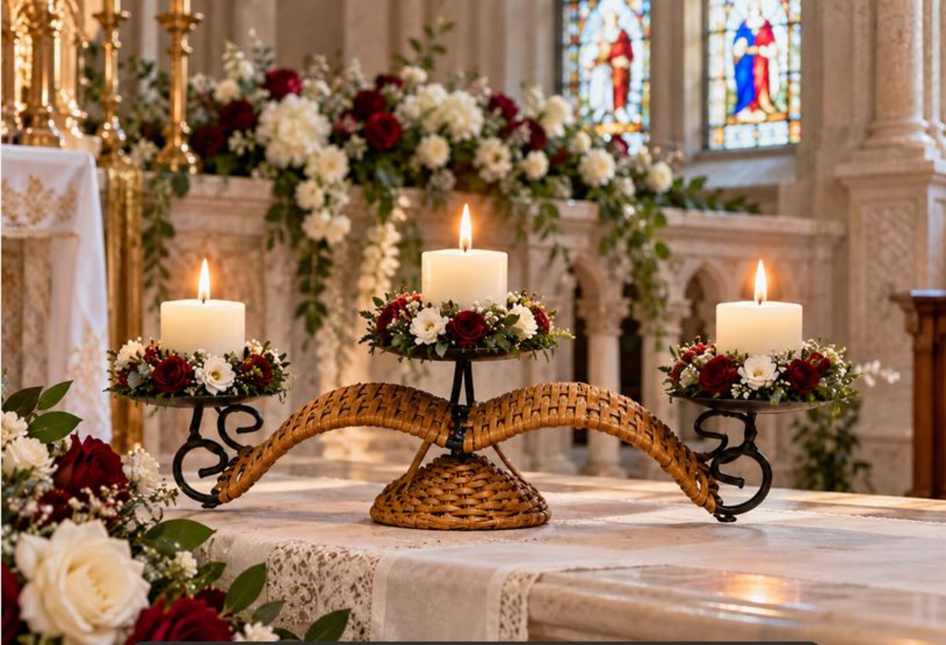 Candelabro Peel x 3 fuochi - Sconti per Fioristi e Aziende - ferro/vimini