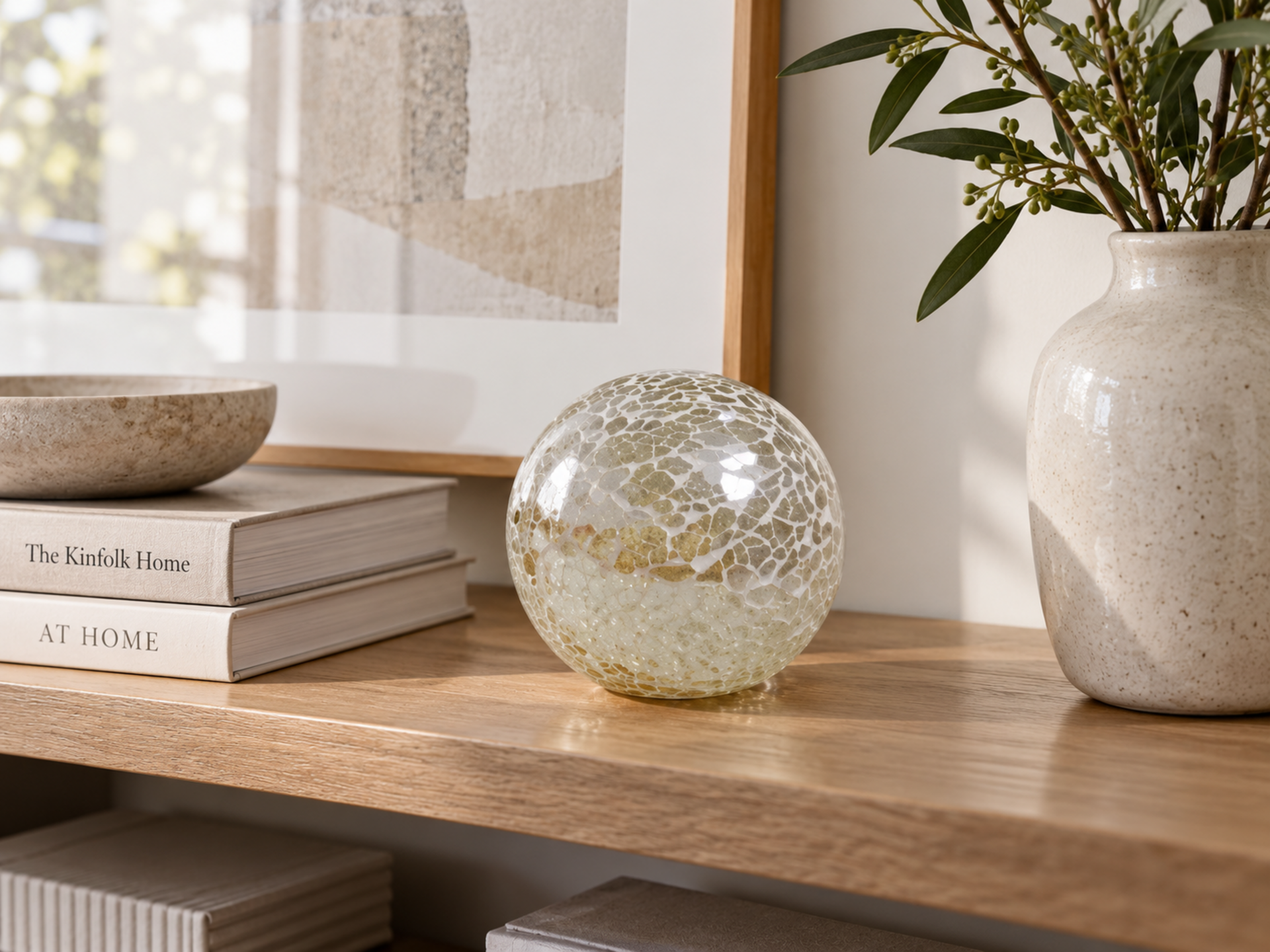 Sfera vetro crush  bianco - Sconti per Fioristi e Aziende - Dm. 8.5/11