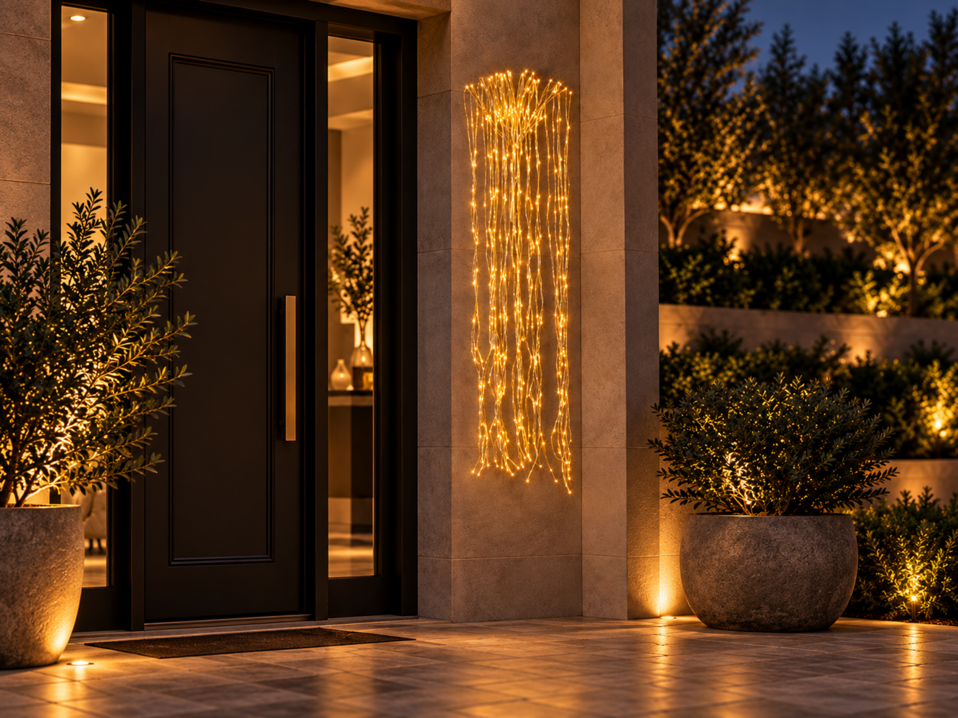 Cascata Luminosa H 200 con 420 luci - Sconti per aziende - Luce Calda - 30 w -dm. 30 cm..
