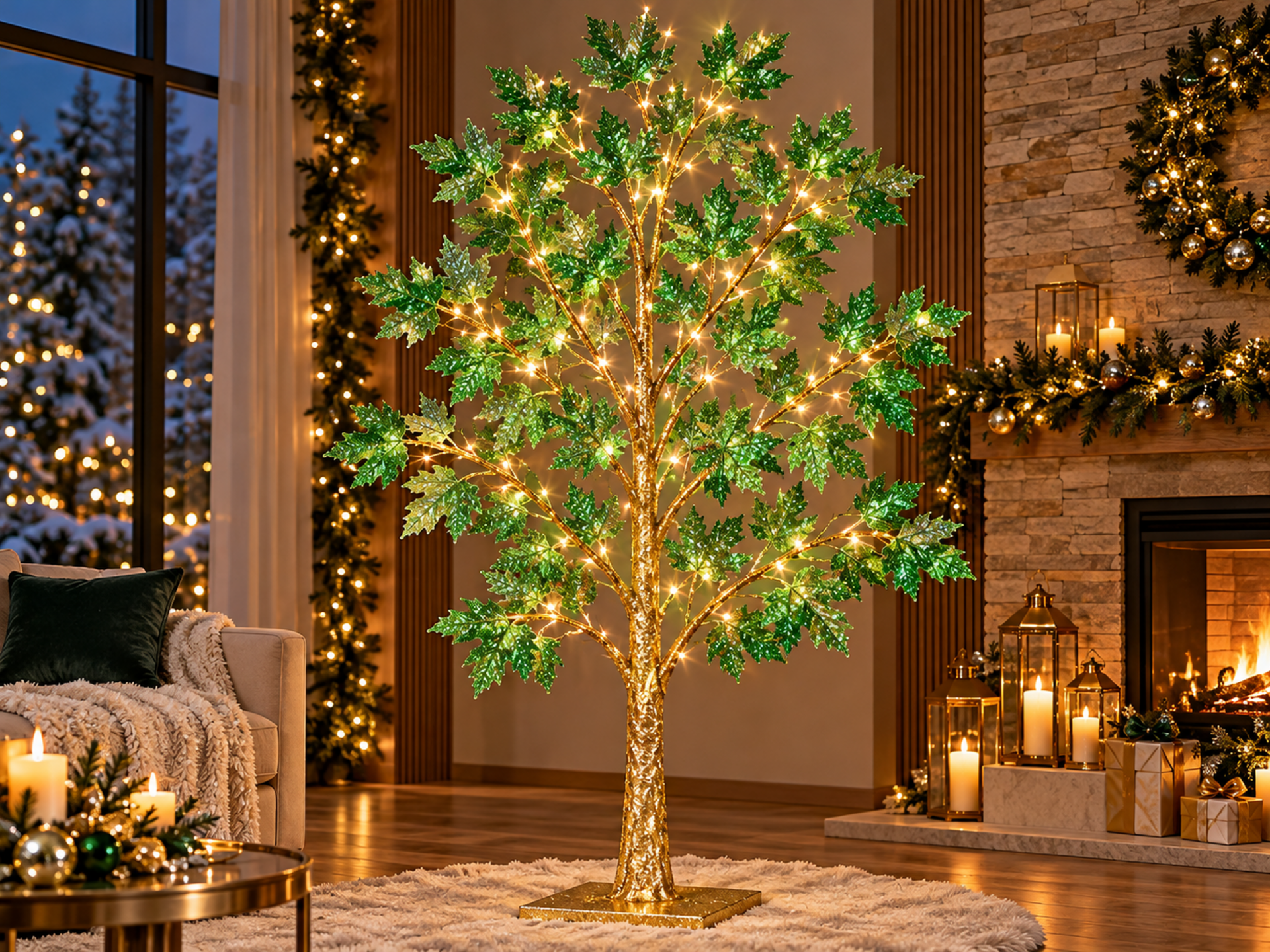 Foglie Acero Glitterate  - Sconti per Fioristi e Aziende Conf.x 12 cm 9x10 Conf, x 10 cm.12x14