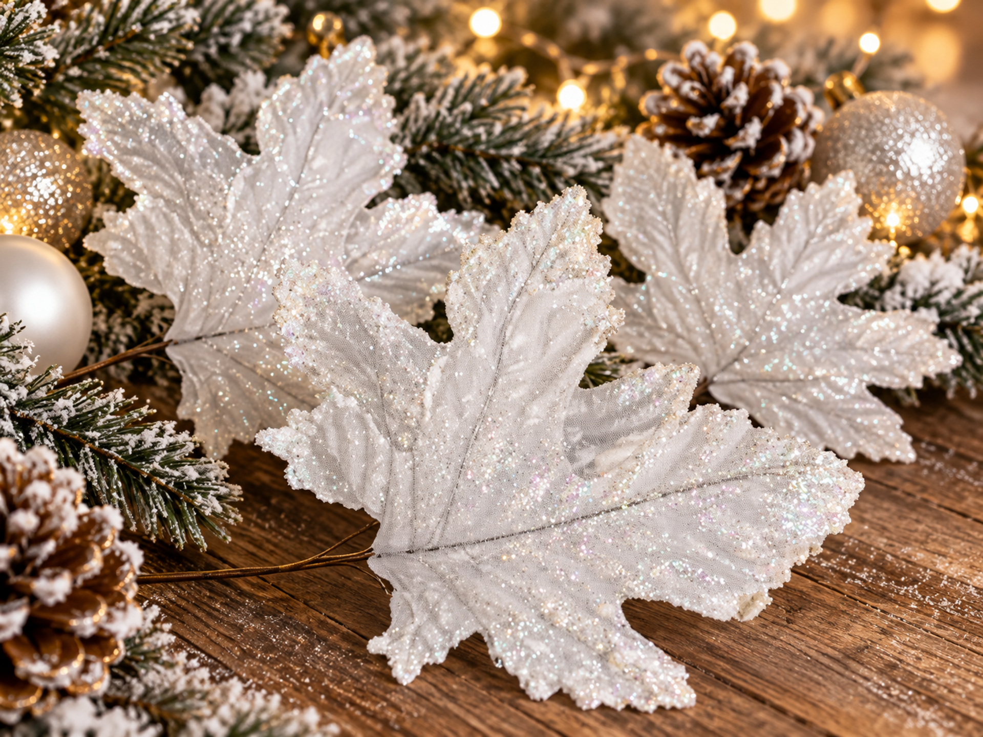 Foglie Acero Glitterate  - Sconti per Fioristi e Aziende Conf.x 12 cm 9x10 Conf, x 10 cm.12x14