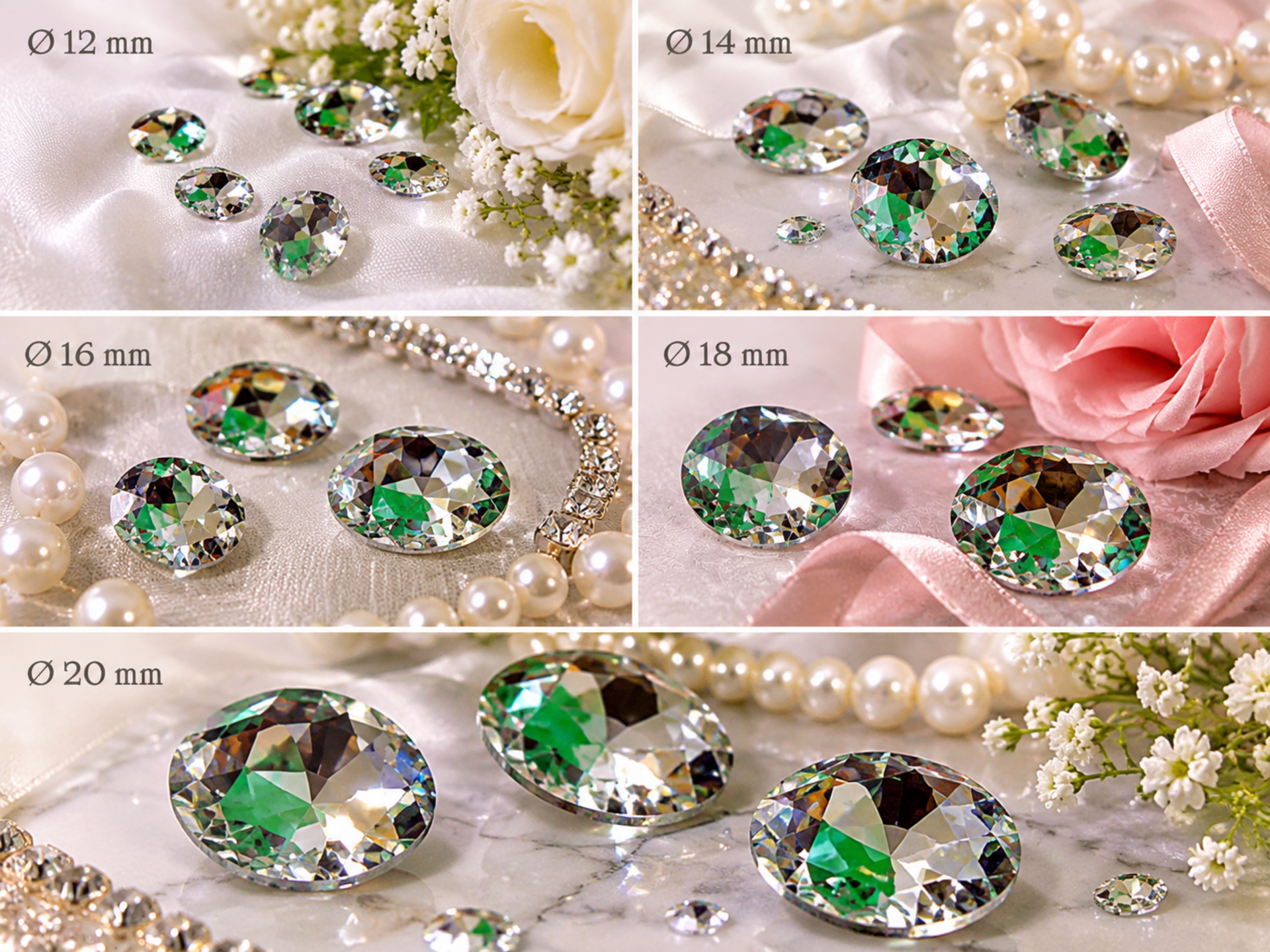 Swarovsky  Tondo in 9 misure - Sconti per Fioristi e Aziende mm. 10 12 14 16 18 20 25 27 30