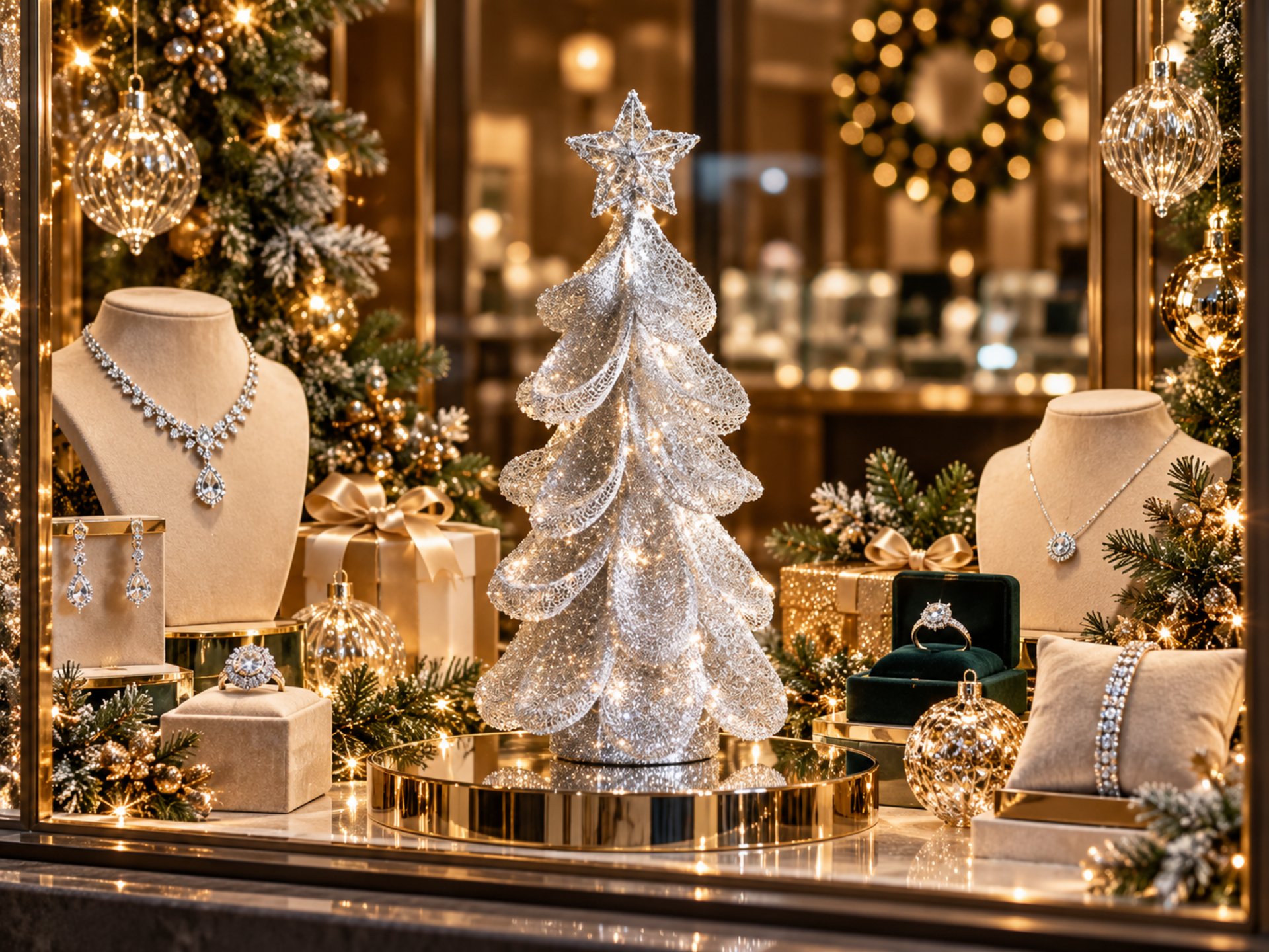 Albero di Natale Argentato - Sconti per Fioristi e Aziende - in Filigrana H 30 in 2 modelli