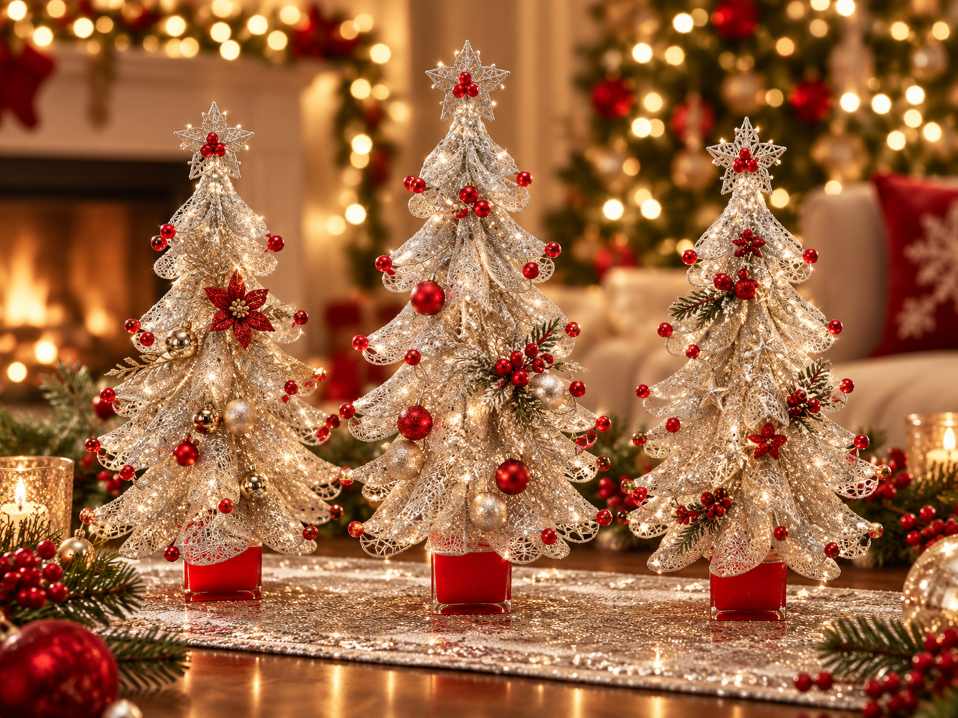 Albero di Natale Argentato - Sconti per Fioristi e Aziende - in Filigrana H 30 in 2 modelli