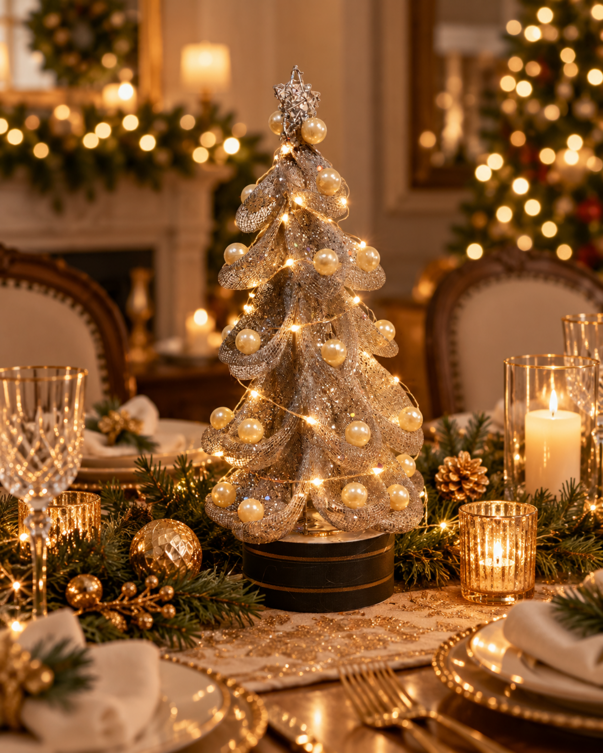 Albero di Natale con perle - Sconti per Fioristi e Aziende - in Filigrana H 35