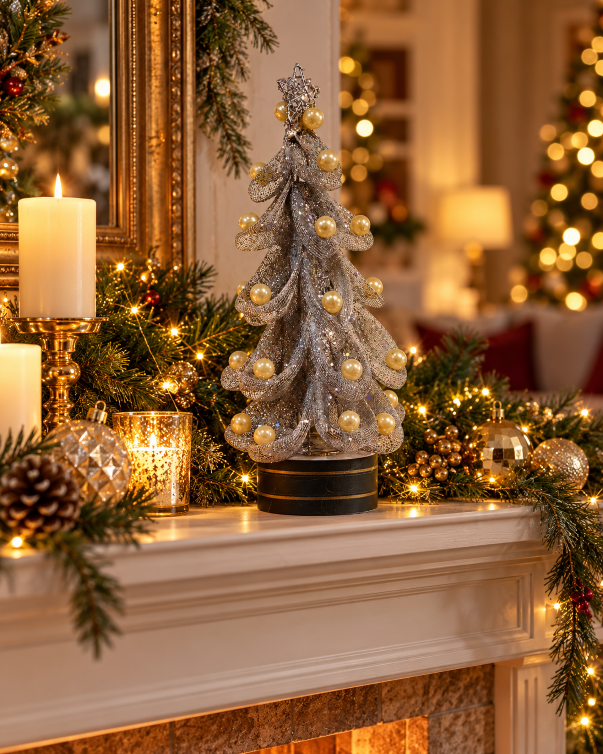 Albero di Natale con perle - Sconti per Fioristi e Aziende - in Filigrana H 35