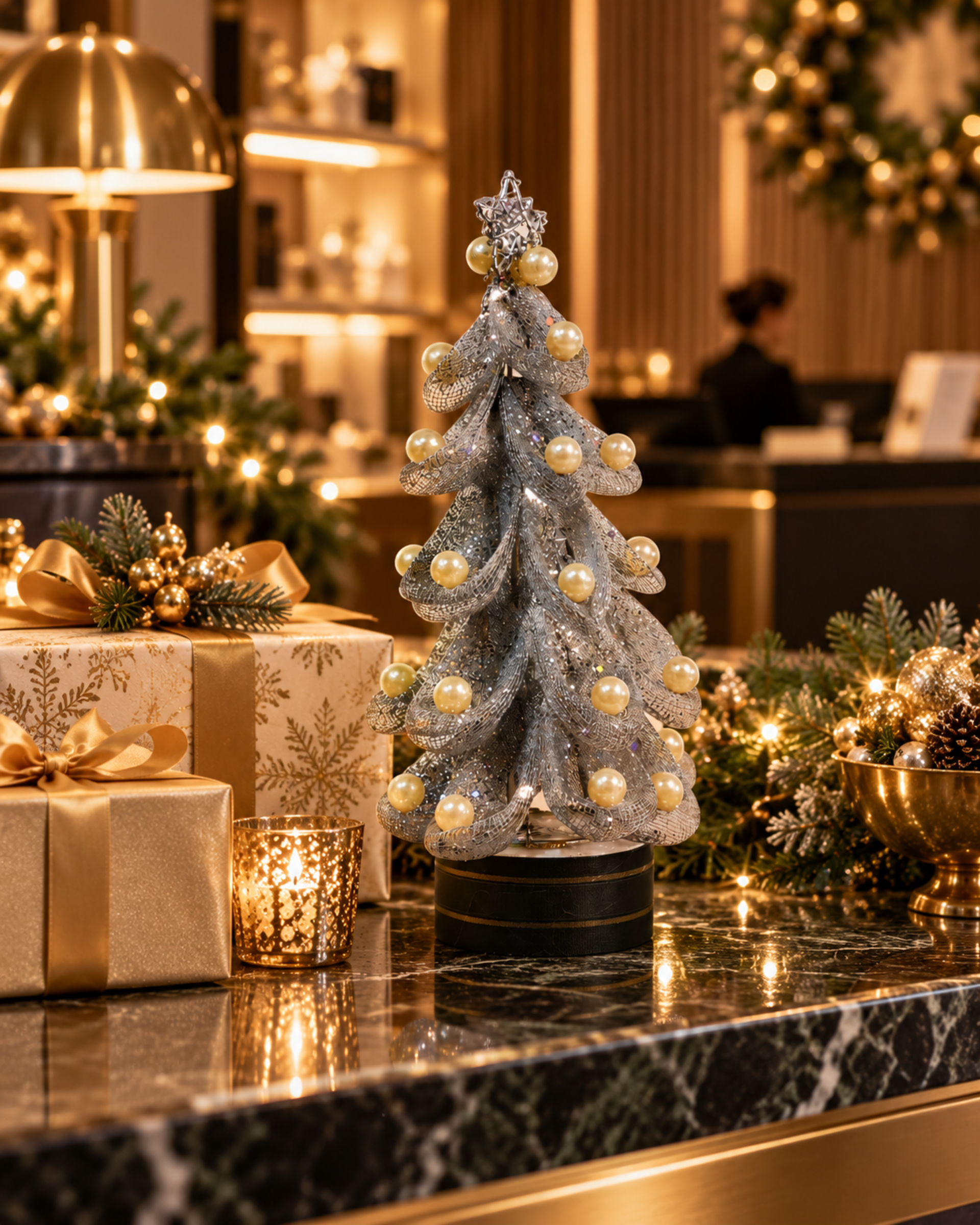 Albero di Natale con perle - Sconti per Fioristi e Aziende - in Filigrana H 35