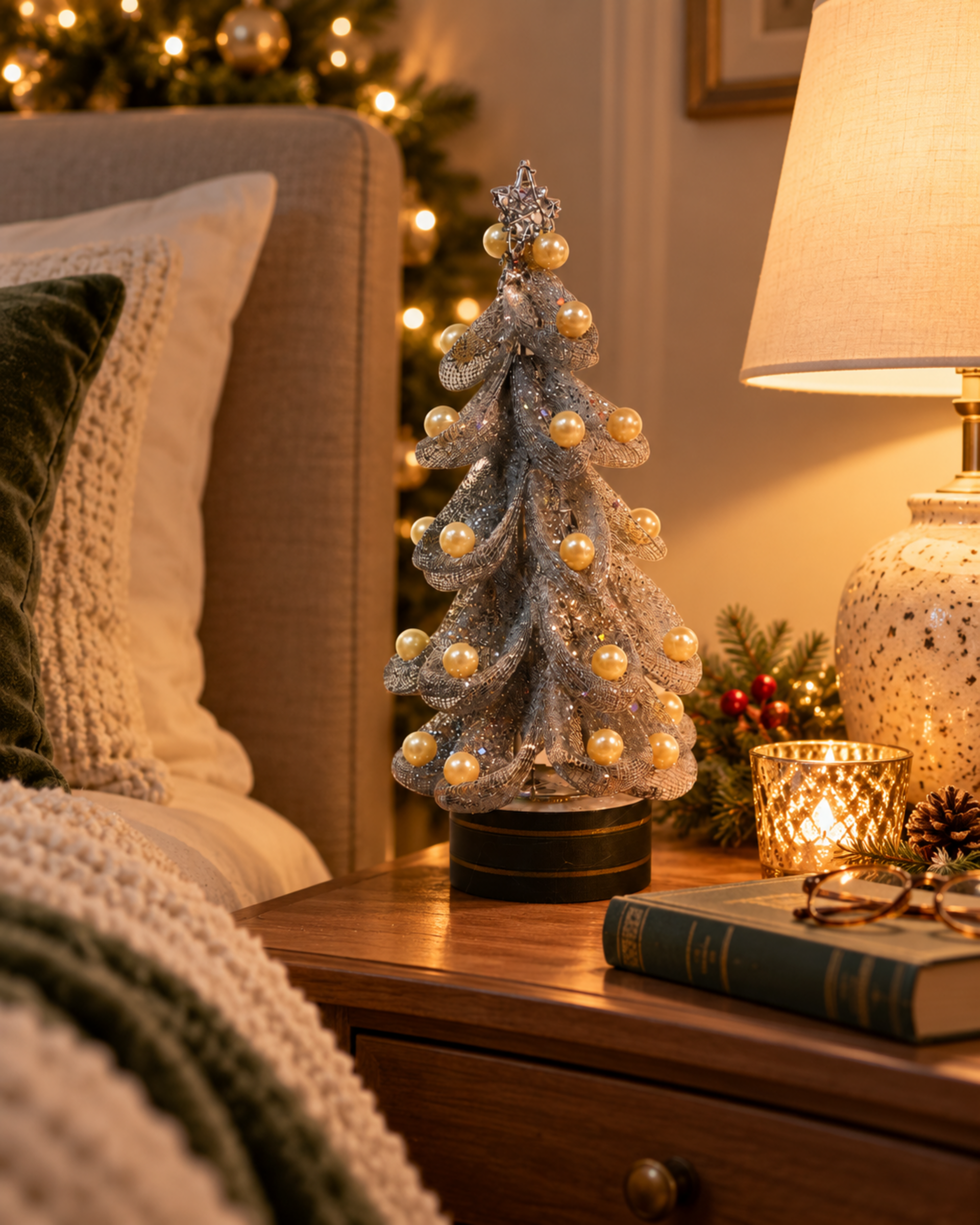 Albero di Natale con perle - Sconti per Fioristi e Aziende - in Filigrana H 35