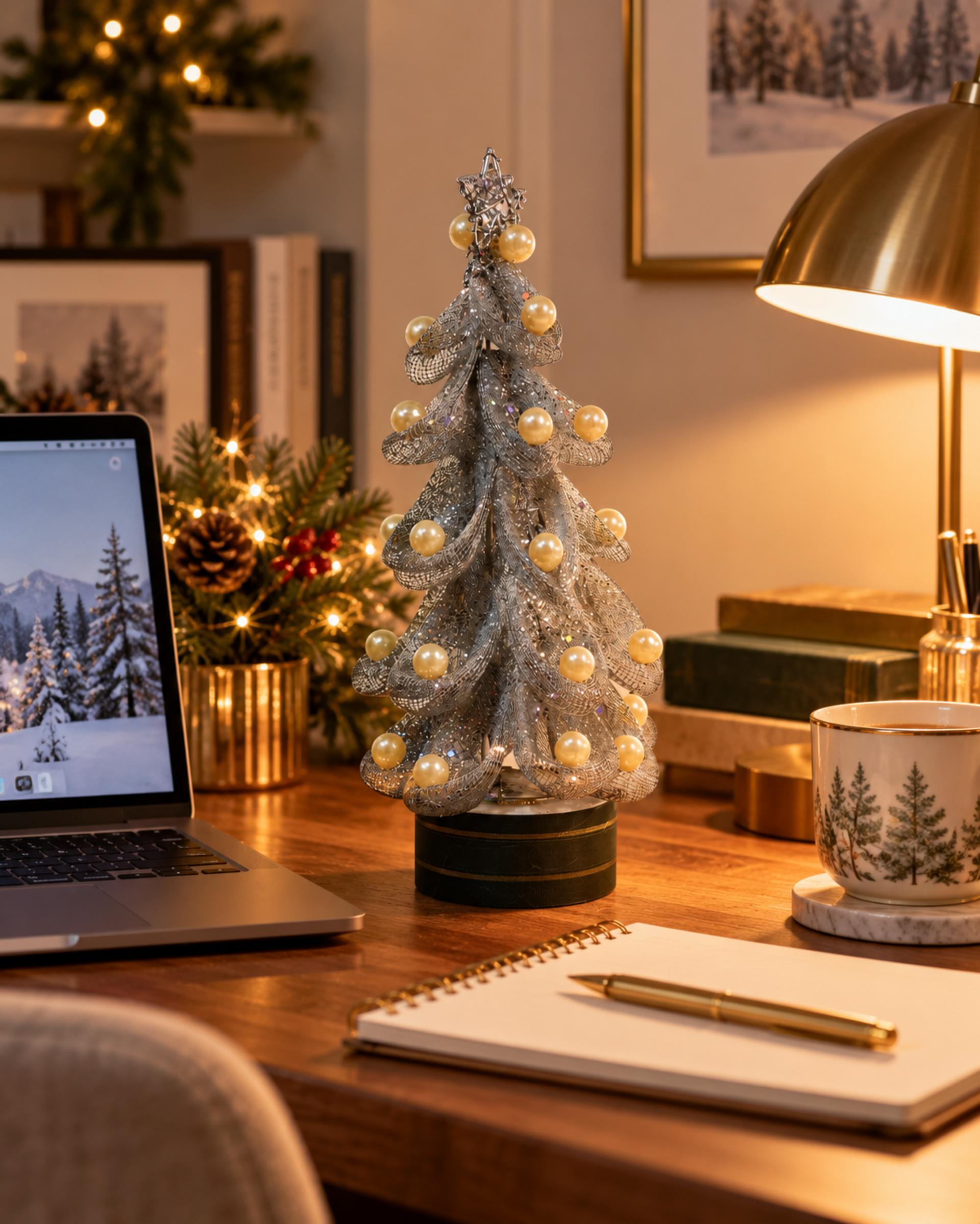 Albero di Natale con perle - Sconti per Fioristi e Aziende - in Filigrana H 35