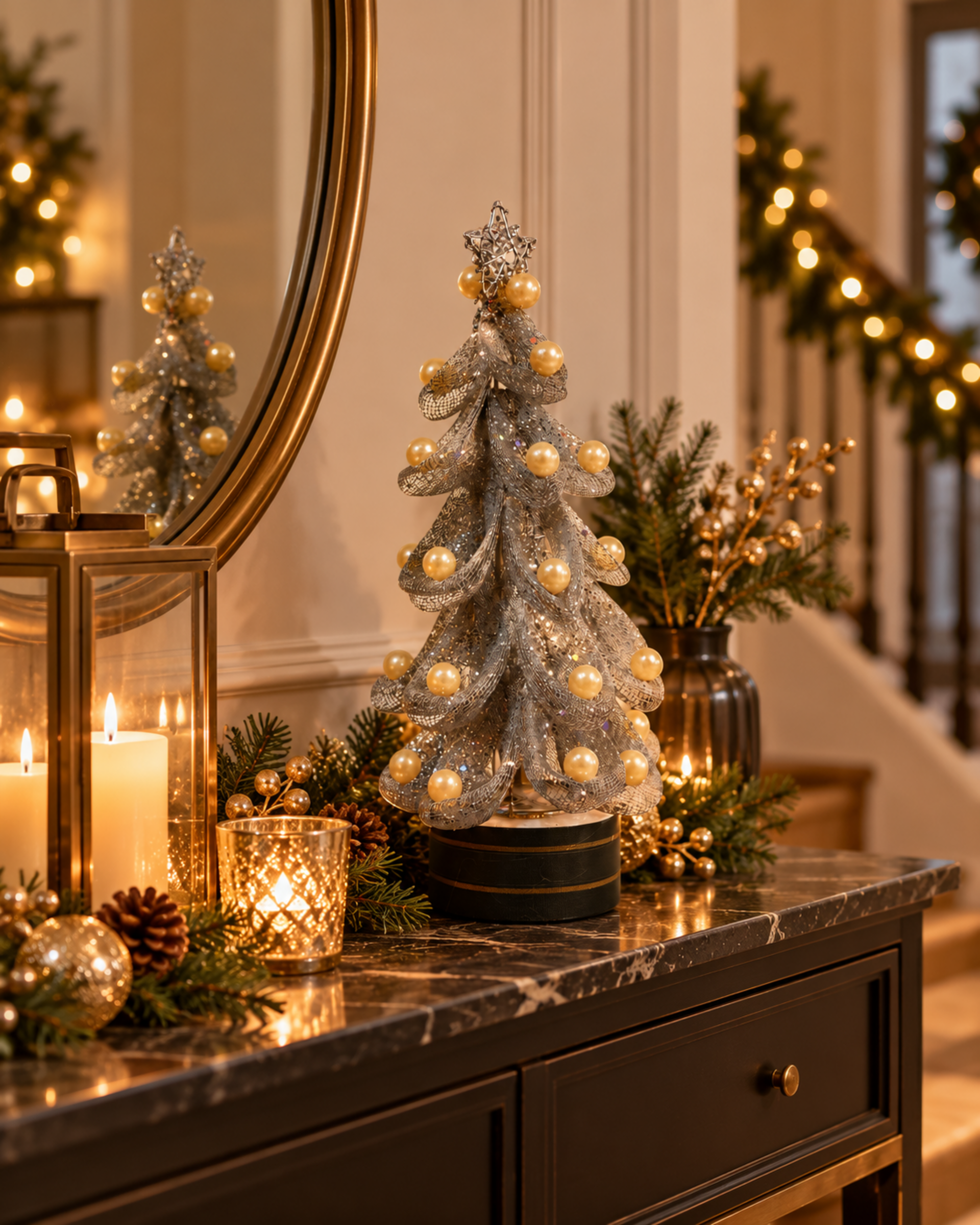 Albero di Natale con perle - Sconti per Fioristi e Aziende - in Filigrana H 35