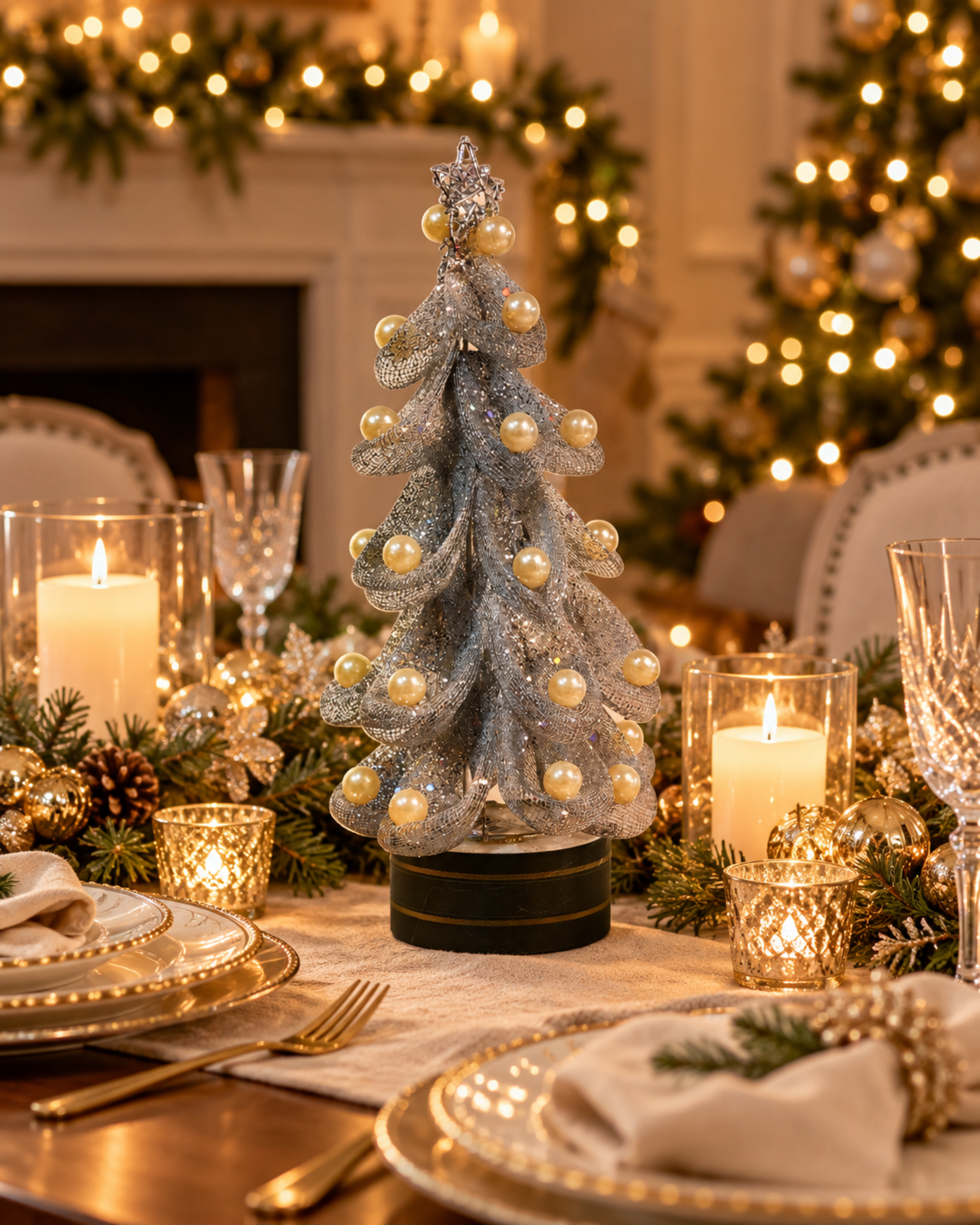 Albero di Natale con perle - Sconti per Fioristi e Aziende - in Filigrana H 35