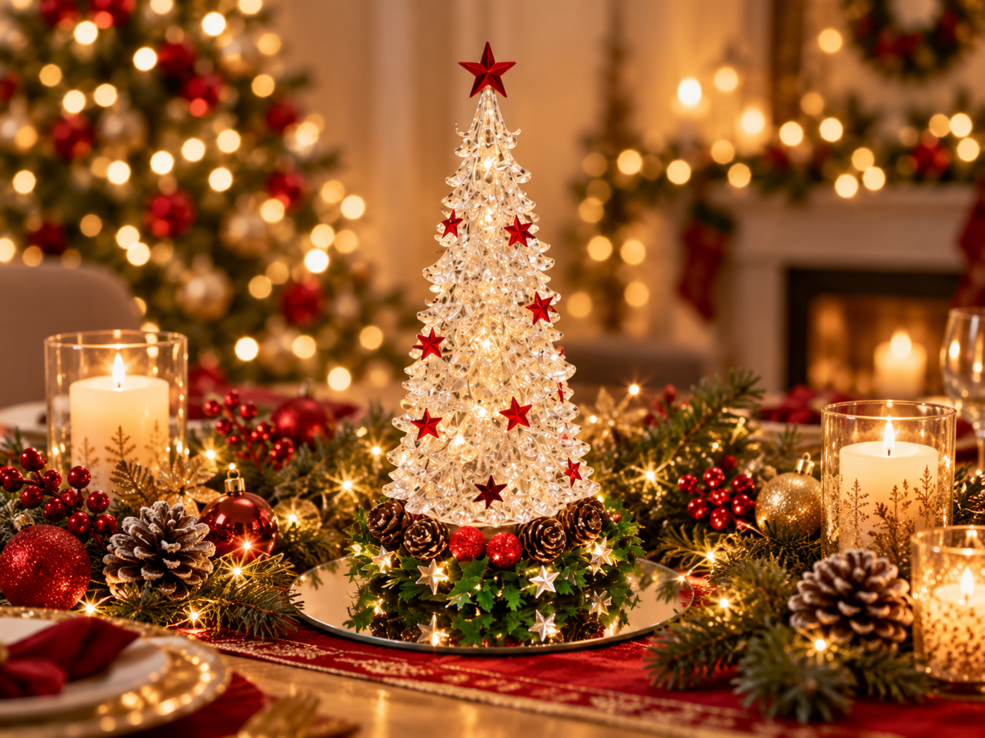 Albero di Natale H 16 e H 21 - Sconti per Fioristi e Aziende Con luce a batteria e decoroato
