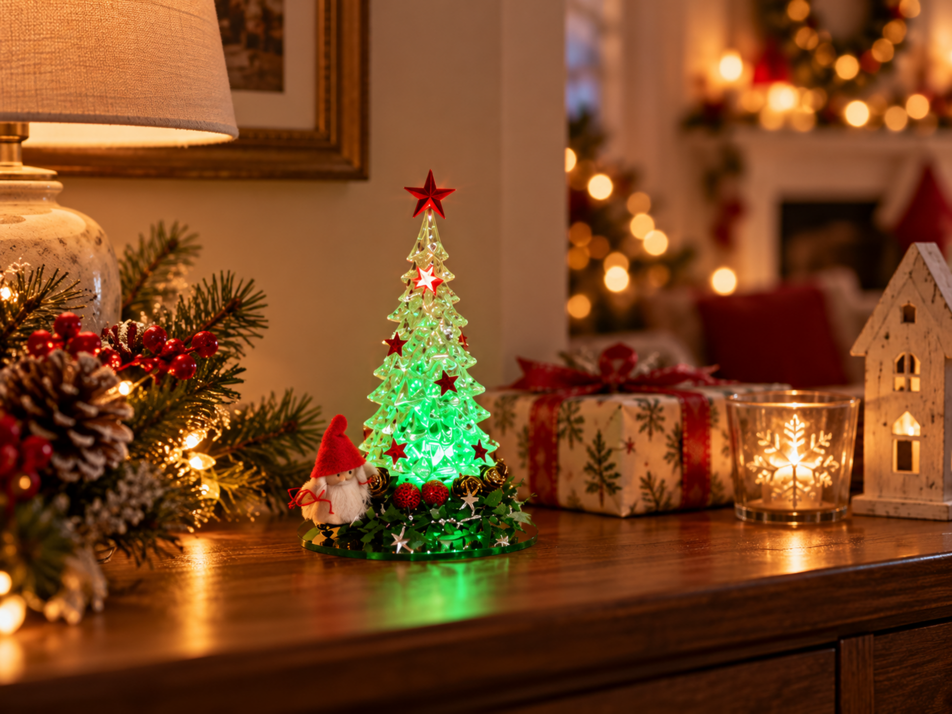 Albero di Natale H 16 e H 21 - Sconti per Fioristi e Aziende Con luce a batteria e decoroato