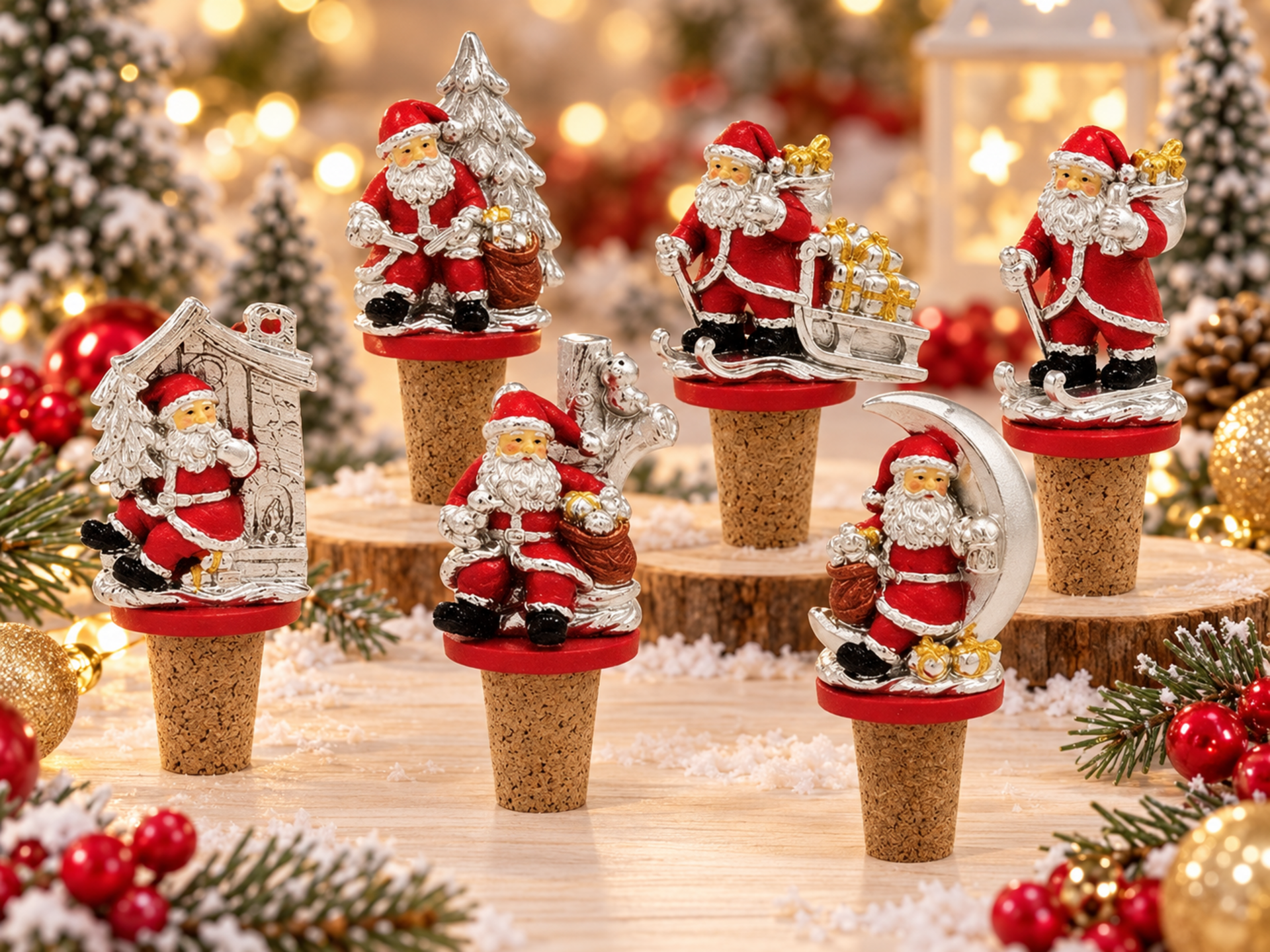Tappo Babbo Natale H 11 - Sconti per Fioristi e Aziende - Laccato argento - 6 modelli