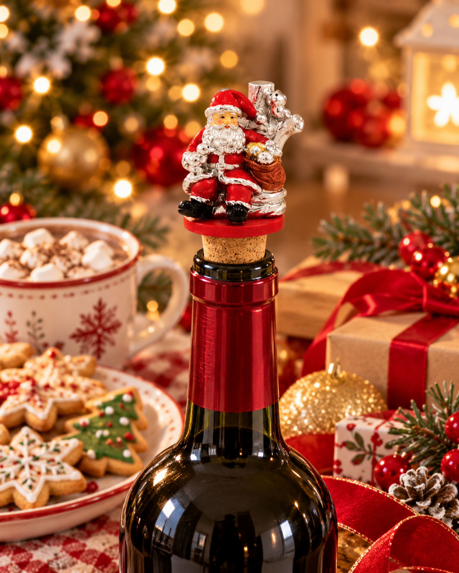 Tappo Babbo Natale H 11 - Sconti per Fioristi e Aziende - Laccato argento - 6 modelli