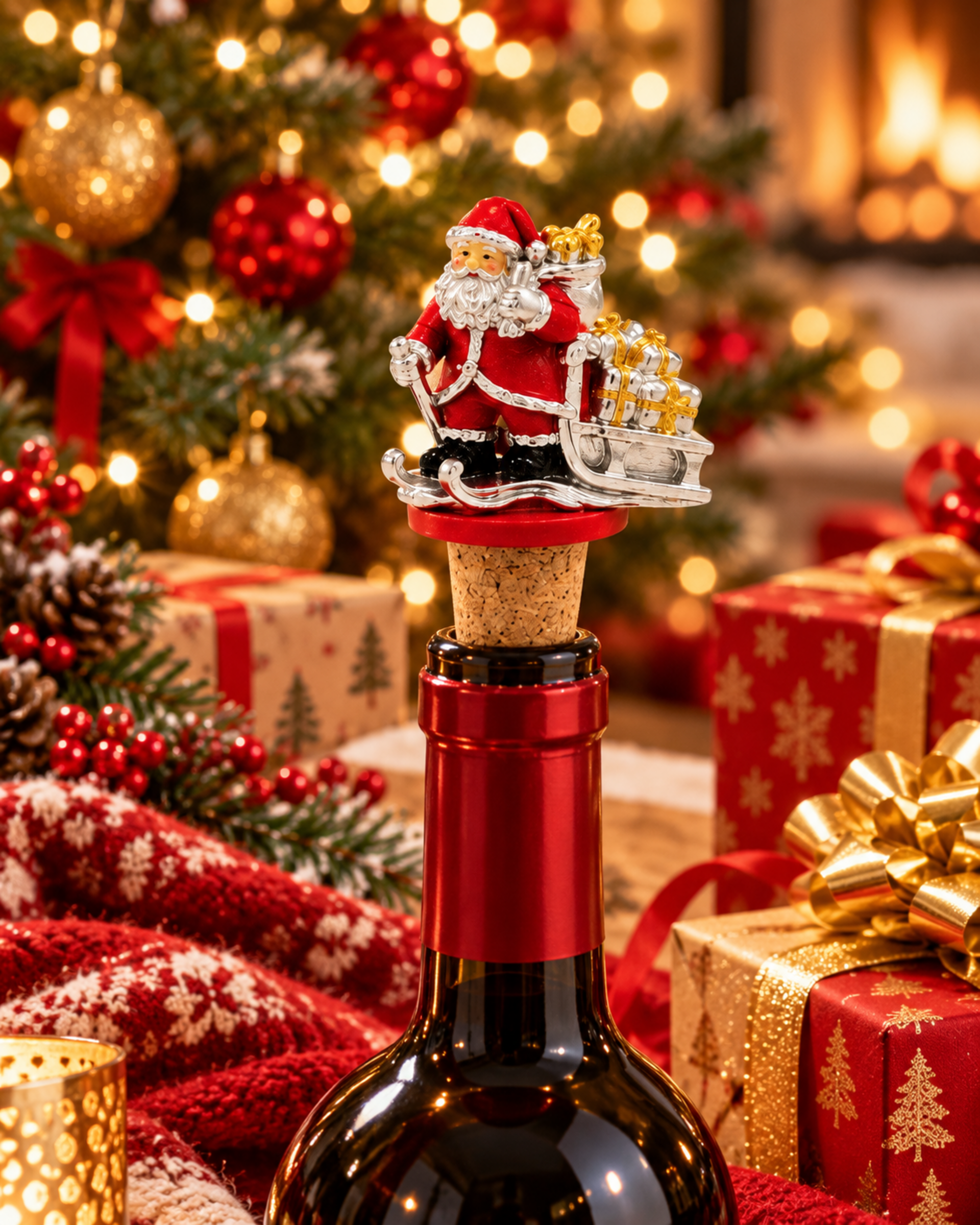 Tappo Babbo Natale H 11 - Sconti per Fioristi e Aziende - Laccato argento - 6 modelli