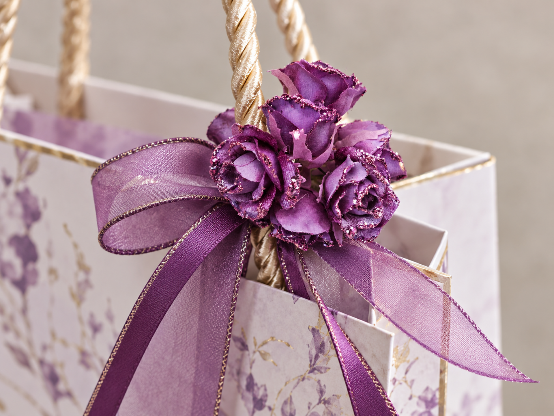Roselline Viola Glitterate  - Sconti per Fioristi e Aziende - Bush. x 6 pezzi