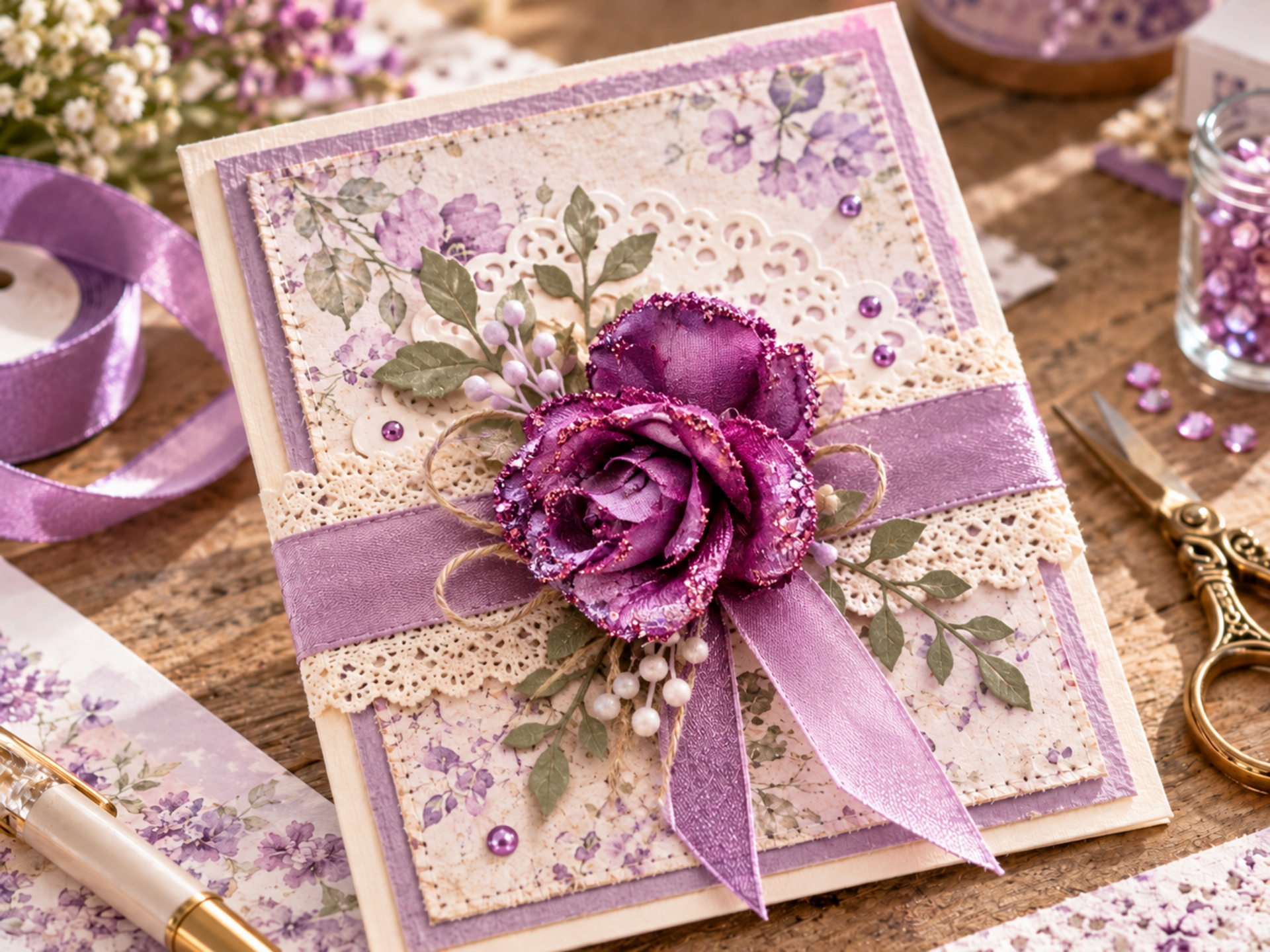 Roselline Viola Glitterate  - Sconti per Fioristi e Aziende - Bush. x 6 pezzi