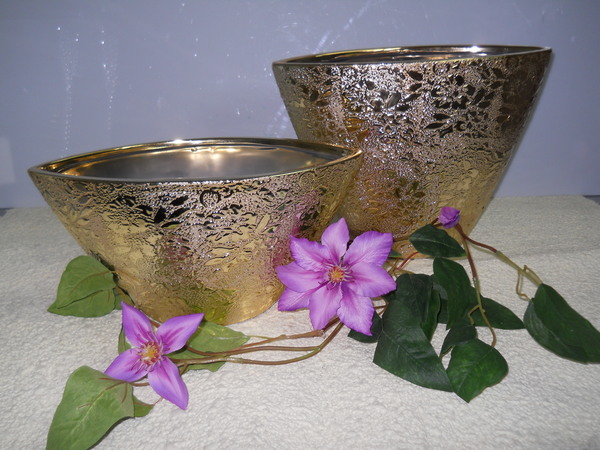 Vaso Ellisse Nefertiti oro  - Sconti per Fioristi e Aziende - H 16 e H 24 - Bocca 32 x 15