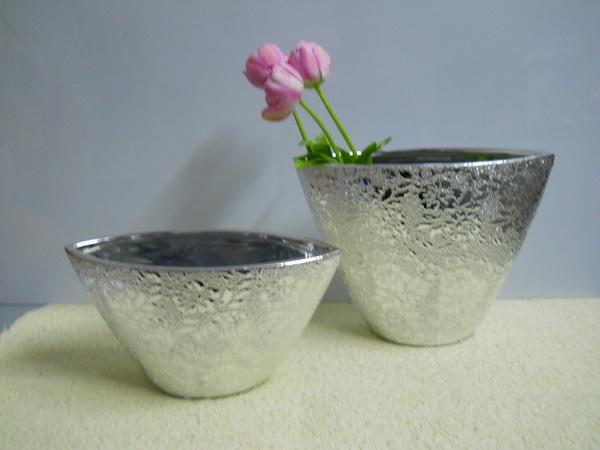 Vaso Ellisse Nefertiti  argento - Sconti per Fioristi e Aziende - H 24 e H 16 -Bocca 32 x 15