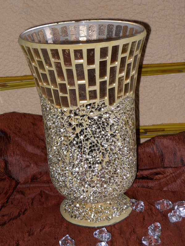 Vaso Oro Craclé in vetro  - Sconti per Fioristi e Aziende - Alto cm. 27 Dm 16