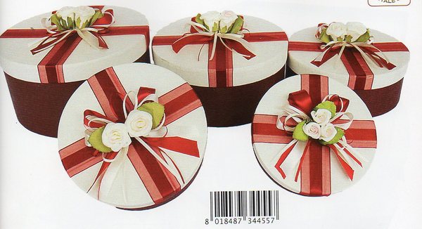 Cappelliere Tonde x 5 Rosso decorate con fiori - Sconti per Fioristi e Aziende