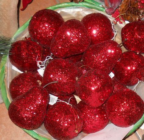 Frutta x 8 Rossa Glitterata  - Sconti per Fioristi e Aziende - Dm. 10