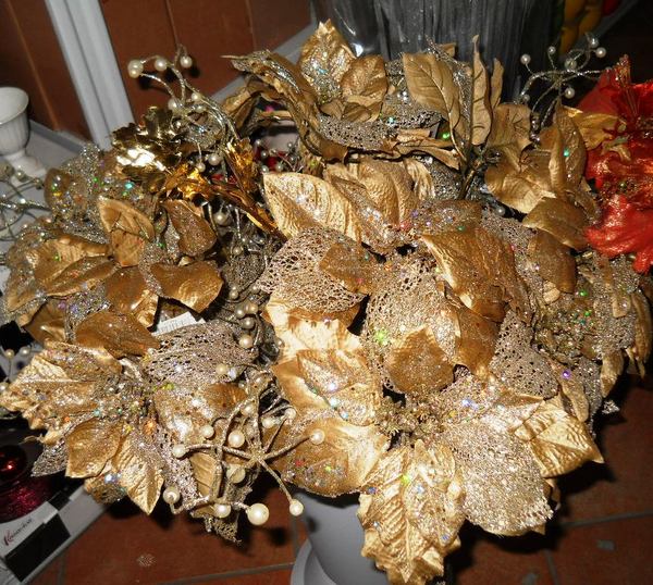 Stella di Natale Oro H 72  - Sconti per Fioristi e Aziende maculata in poliestere