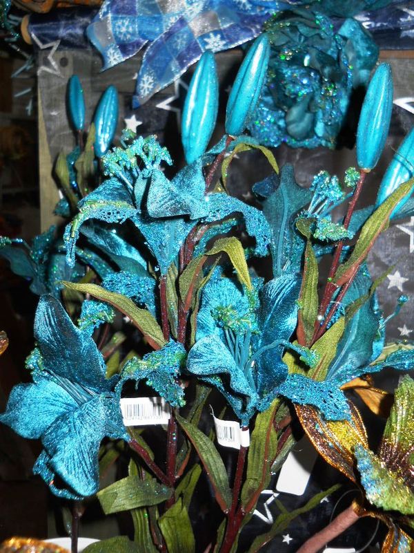 Lillium x 3 in Velluto Turchese - Sconti per Fioristi e Aziende H 90 con lustrini